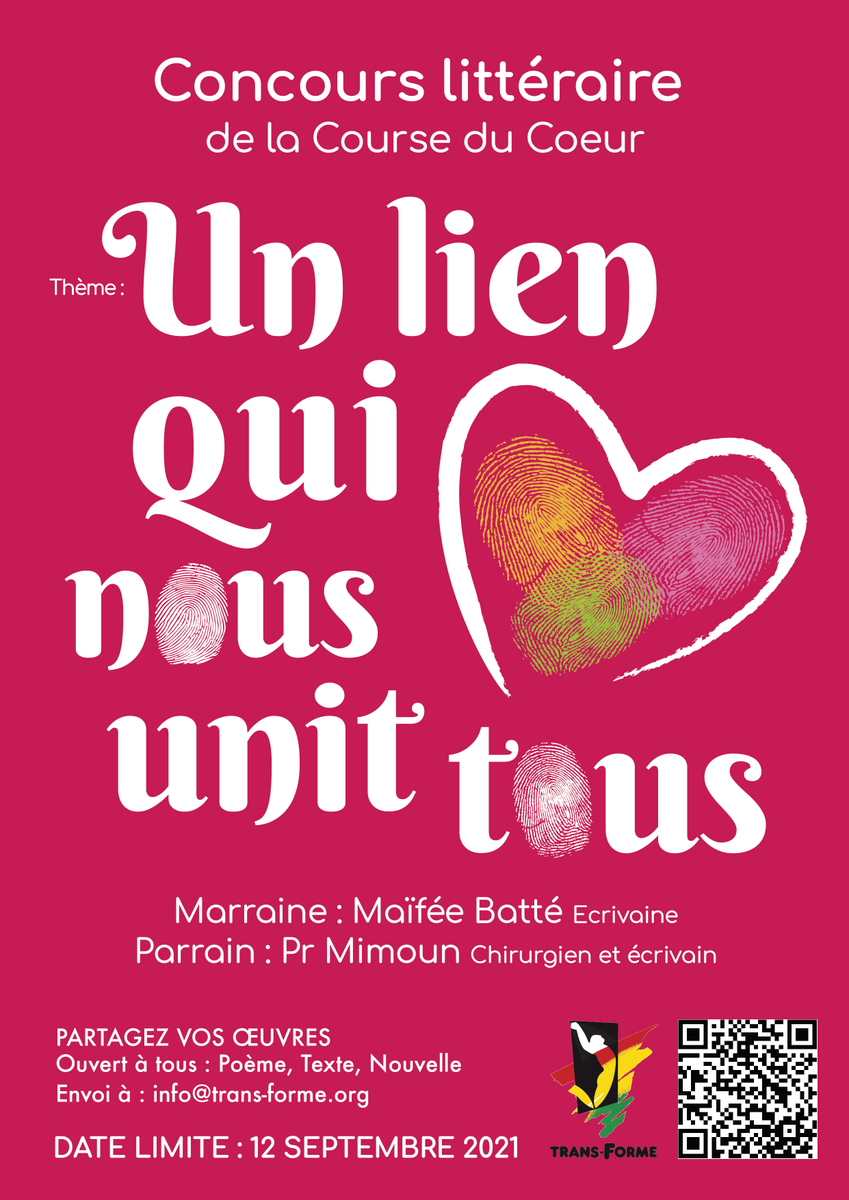 Le concours annuel de nouvelles et de poésie sur le don d´organes n´attend plus que votre participation. Vous avez jusqu´au 12 Septembre pour oeuvrer...

D´ici là faites-moi donc une promesse de don d´oeuvre... à aymerichamac@yahoo.fr

Je prends!

lacourseducoeur.com/coin-des-equip…