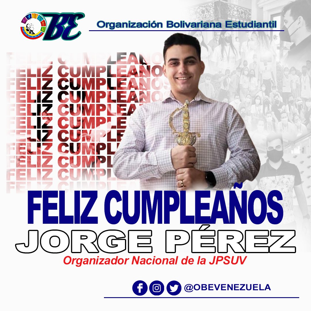 ¡Feliz cumpleaños @JorgePerezVZLA!✊🏻🇻🇪

Por su amor, compromiso, lealtad, y unión fraterna, hoy al celebrar un año más, toda está Generación Rockstar, brinda el más cálido abrazo, y el mayor reconocimiento, por estar siempre al lado de la muchachada de la Patria. ¡Felicidades!
