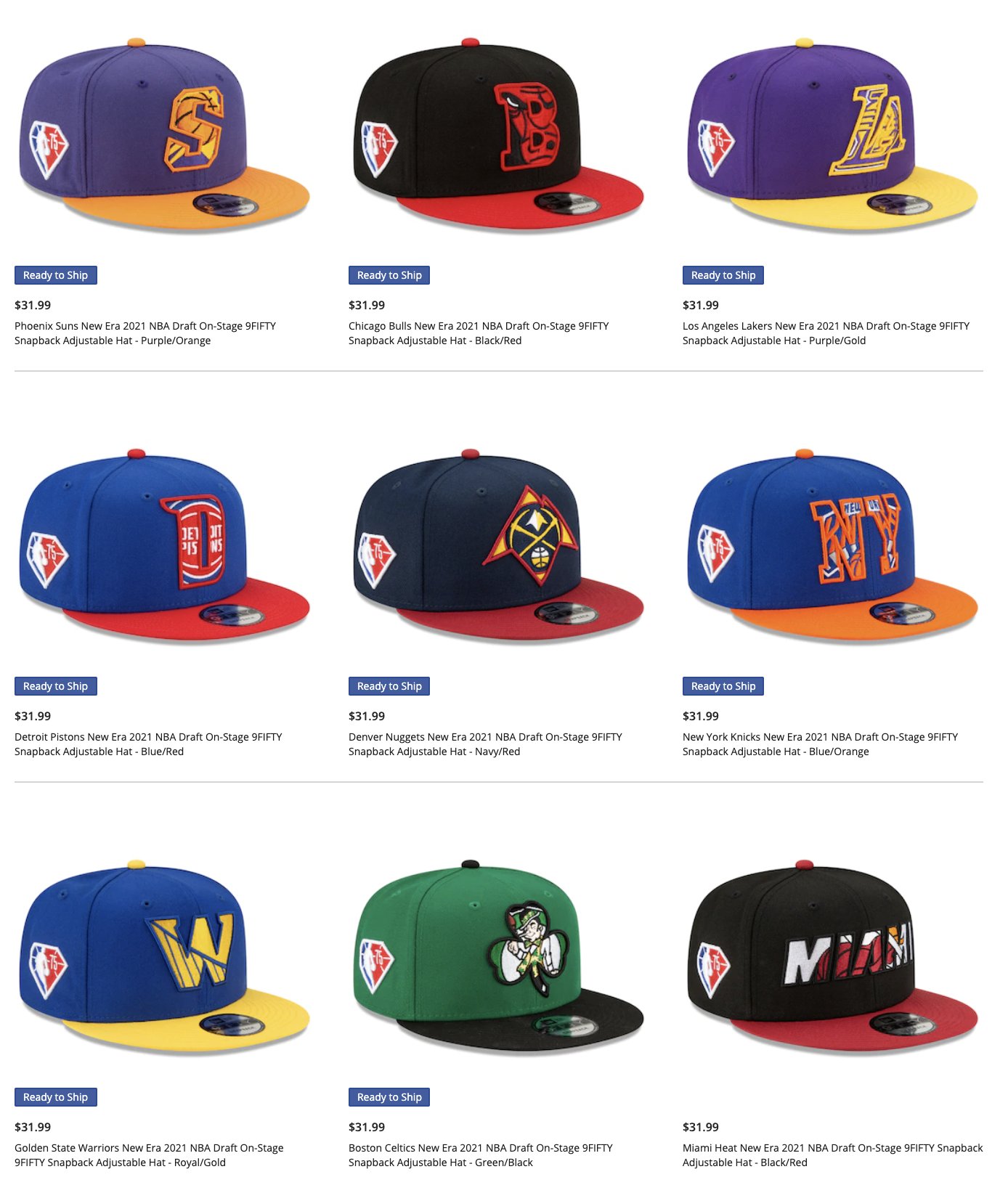 2021 NBA Draft On-Stage hats 