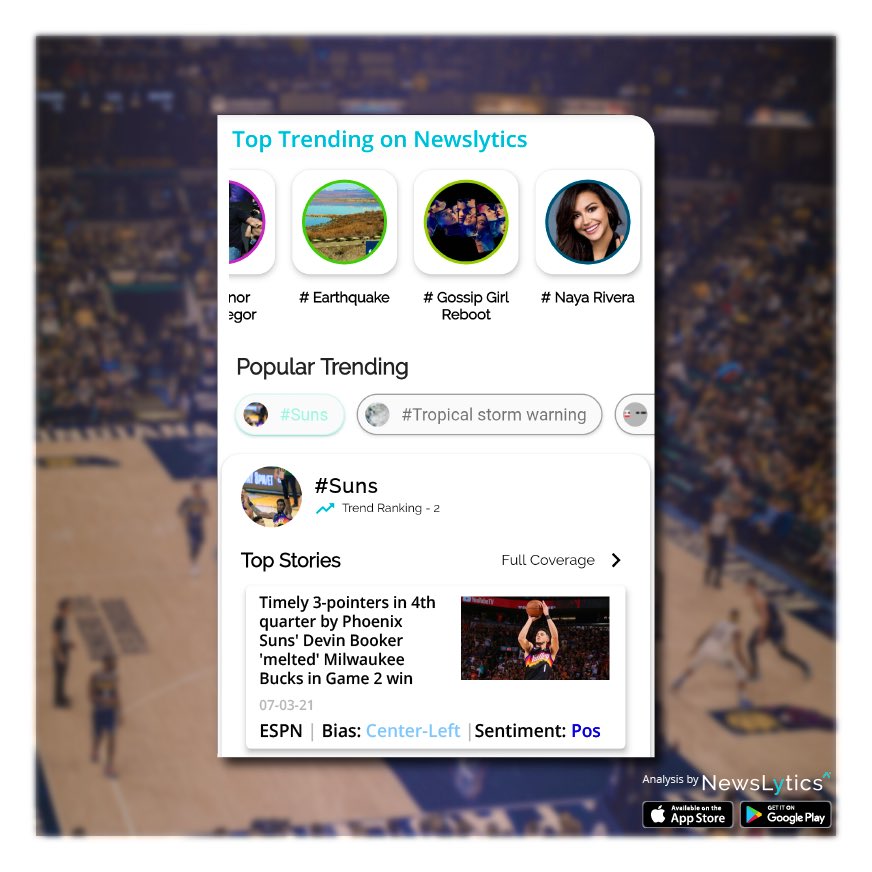 newslyticsapp's tweet photo. Bucks-Suns NBA Finals score, takeaways: Chris Paul, Phoenix take 2-0 lead
Url - https://t.co/JAin4NVOCr

Follow trending stories with Newslytics today https://t.co/eIRgyKM67L 

#suns #NBAFinals2021 #basketball #sports #news #breaking #trending #bucks #stocks #crypto #NBA https://t.co/Wn99s6xRp9