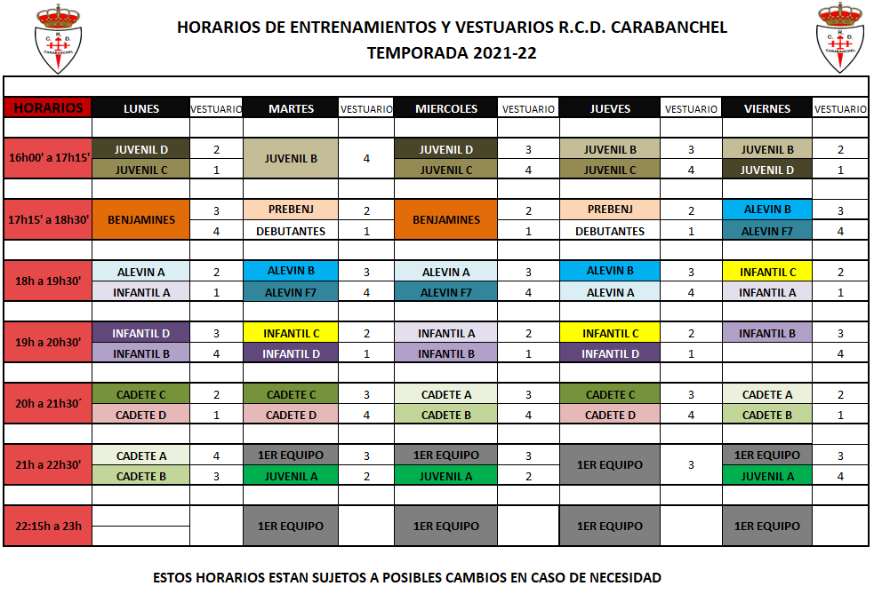 rcdcarabanchel's tweet photo. CANTERA | Ya está disponible el cuadrante con los horarios y vestuarios para todos los equipos del RCD axpo Carabanchel de cara la próxima campaña 2021/22.

Un año más #LaFactoria, nuestra cantera, seguirá siendo nuestro orgullo y el de todo el barrio.

@poblafm @axpo_es https://t.co/qDijYwU6Nq