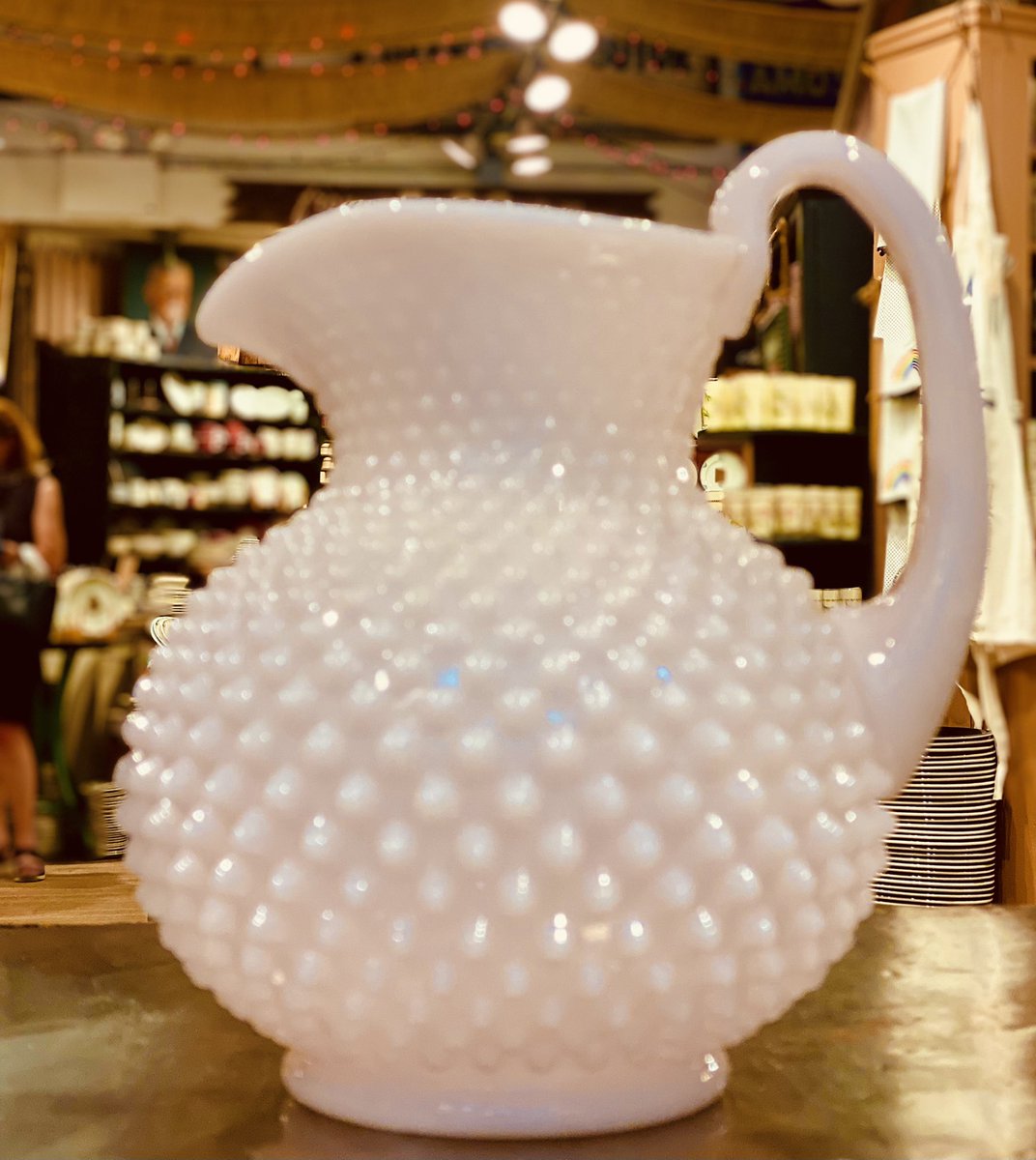 She’s light pink, made in America and pitch perfect!#americanmadeglass #hobnail