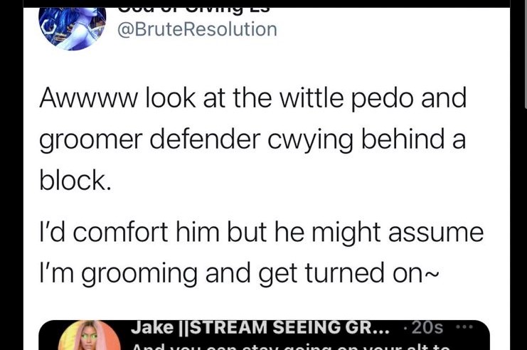cesium_v's tweet photo. Hey. If you've followed me long enough you know I'm not in the business of writing callout posts, but something should be said about this pattern of gross behavior from @BruteResolution towards minors. This woman is thirty for reference. This is predatory and gross. https://t.co/Tg984cX3MF