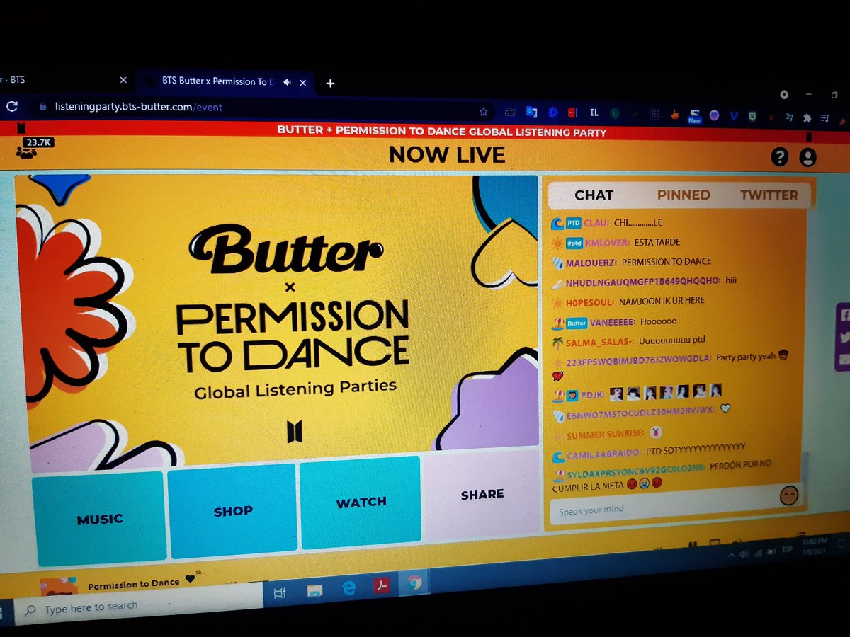jey11238's tweet photo. Stream Party "Butter x PTD" la de hoy enfocada en Yoongi (Suga)💜💜💜🎉🎉🎉🎉🎉🎉🎉🎉🎉🎉🎉🎉
#Butterstreamparty #BTSARMY #BTS #BTS_Butter #PermissiontoDance @BTS_twt @bts_bighit @BIGHIT_MUSIC https://t.co/sPGhoXxDU6 https://t.co/7M8EakrK6J https://t.co/4zJBl8uZdH