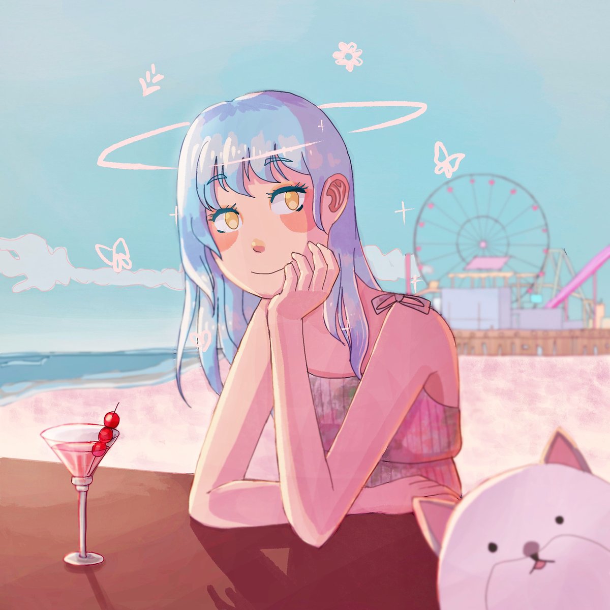 ObjectiveAnony2's tweet photo. An art trade with @amuzeez! #drawing #illustration #amuzeez_oc #oc #ocart #summervibes #summervibes☀️ #summer #lasummer #summeraesthetic #laaesthetic #aestheticart #pastel #pastelart #summerart #ocean #beach #beachvibes #beachart #artistsoninstagram https://t.co/RrLY8iP52t