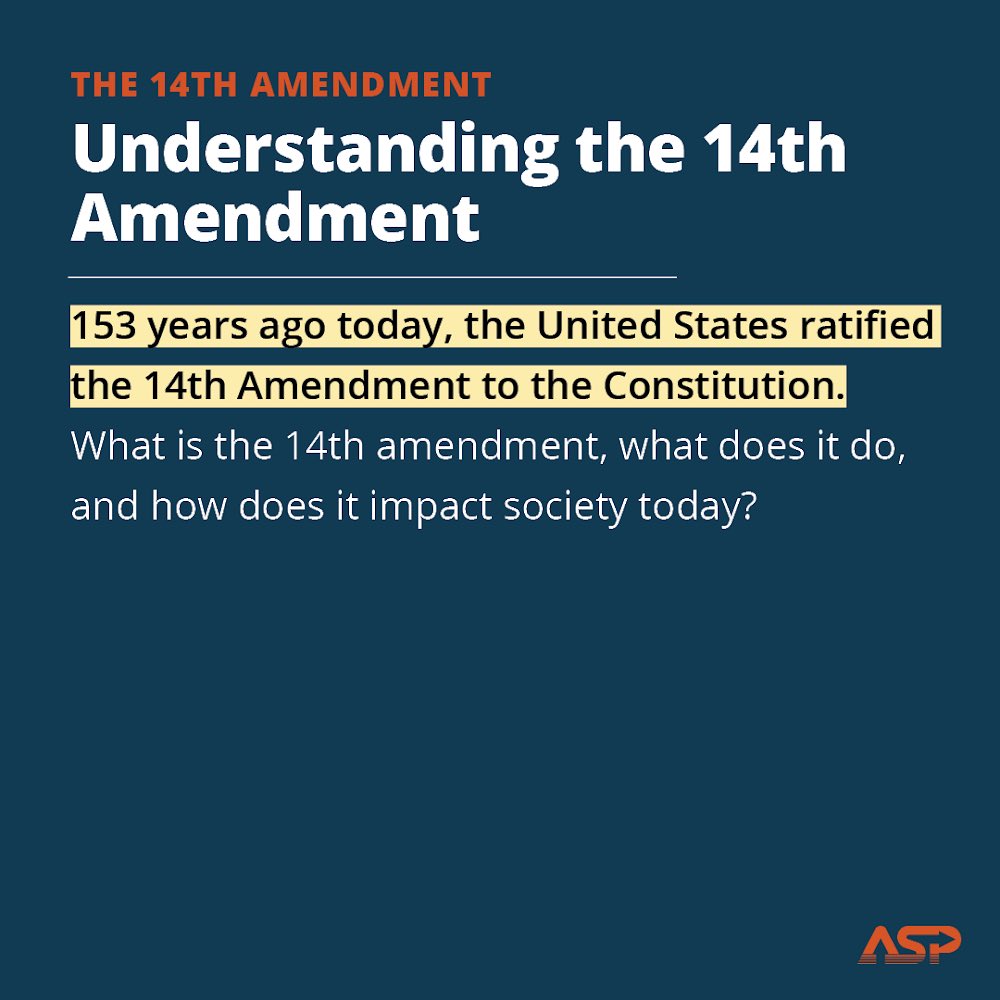 A Starting Point X On this day 153 years ago the 14th Amendment to the United States Constitution was ratified. Learn about how this amendment addresses citizens rights the key court