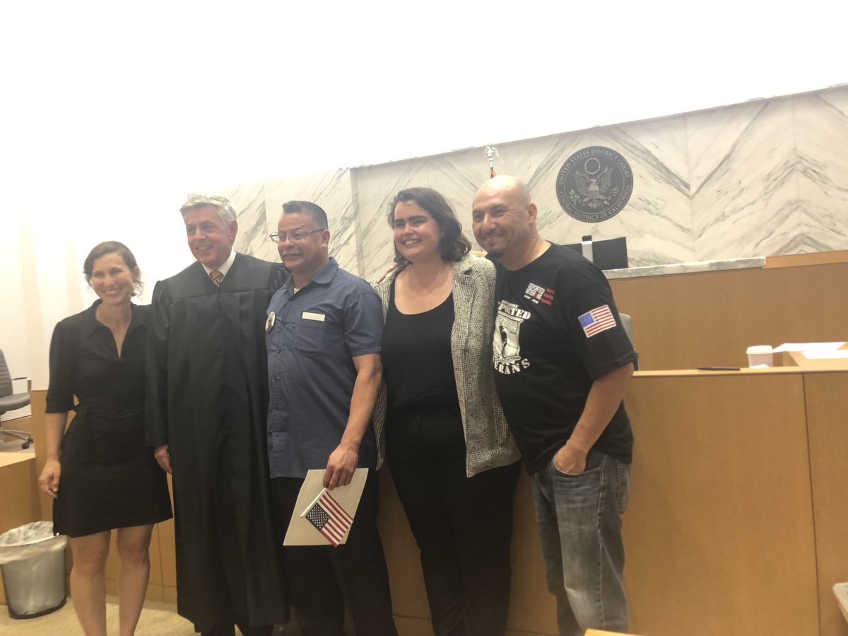 PublicCounsel's tweet photo. We are thrilled to share that today, Hector Ocegueda-Rivera, a deported U.S. veteran, was finally sworn in as a U.S. citizen in a moving ceremony by Federal judge Mark C. Scarsi this afternoon, more than 20 years since he was first deported in 2000. #deportedveteran @MilbankLaw https://t.co/BXCvqfEi2j