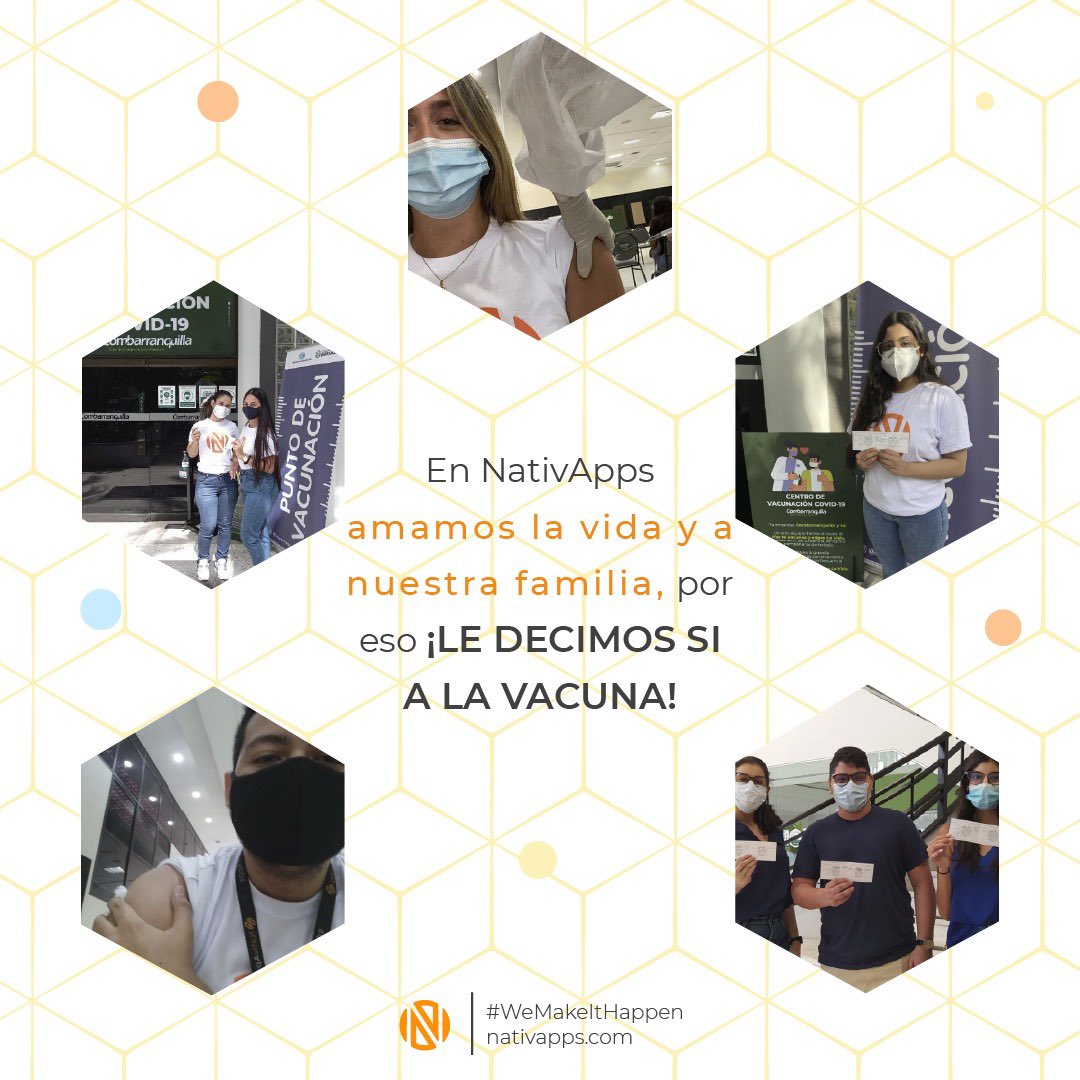NativApps's tweet photo. Amamos la vida, nuestra familia y amigos, por eso en NativApps nos sumamos a la iniciativa “Empresas por la vacunación” y desde hoy iniciamos la jornada de vacunación💉 de nuestro equipo.

#EmpresasPorLaVacunación #SiALaVacuna #NativApps #yestothevaccine #CovidVaccine 
@elcabedlv https://t.co/hUOxBegTVM