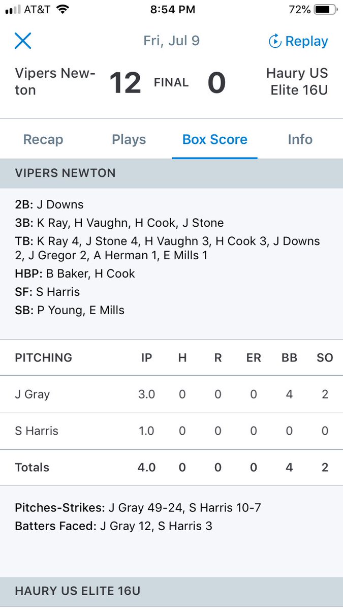 1st game of ⁦@PBRKY_Tourneys⁩ LSQ &amp; ⁦<a href="/Jake_Gray7/">Jacob Gray</a>⁩ &amp; ⁦@SethHar15454176⁩ pull off a combined no hitter! 3B by ⁦<a href="/Kadin_Ray3/">Kadin Ray</a>⁩ ⁦<a href="/HunterV_17/">Hunter Vaughn</a>⁩ <a href="/HunterCook02/">Hunter Cook</a> ⁦<a href="/jonnystone_2/">Jonny Stone</a>⁩  &amp; 2B by ⁦<a href="/JoeDowns027/">Joe Downs</a>⁩