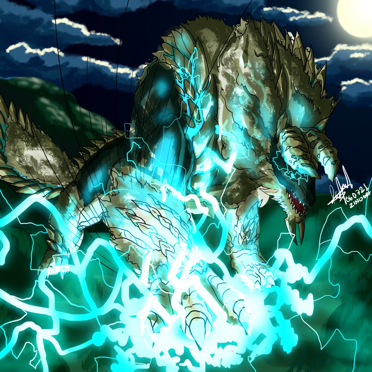 AxelTherion's tweet photo. Finished the Zinogre boy! loved the way it turned out! #モンスターハンター  #モンスターハンターライズ   #MonsterHunterRise #MonsterHunterStories2  #fanart #capcom #digitalart #MHRise #digitalpainting #マンガ #zinogre #ジンオウガ #Nintendo #NintendoSwitch https://t.co/szs5dBz3Zr