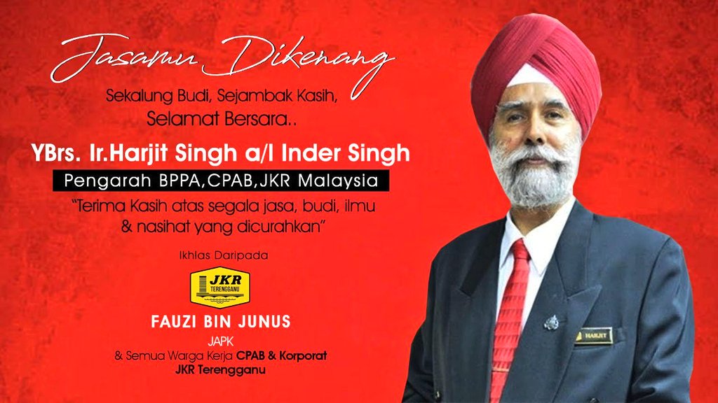 JAPK Fauzi bin Junus <a href="/fbjjkr/">Fauzi Junus</a> &amp; Warga #CPABKorporat <a href="/JKRTerengganu/">JKR Terengganu</a> mengucapkan Selamat Bersara buat Tn. Pengarah <a href="/bppacpab/">BPPA, CPAB</a> <a href="/JKRMalaysia/">JKR Malaysia</a> @HarjitSinghJKR semoga dianugerahkan kesihatan yg baik &amp; diharapkan persahabatan ini sentiasa berkekalan, T.Kasih atas segala jasa yg dicurahkan.