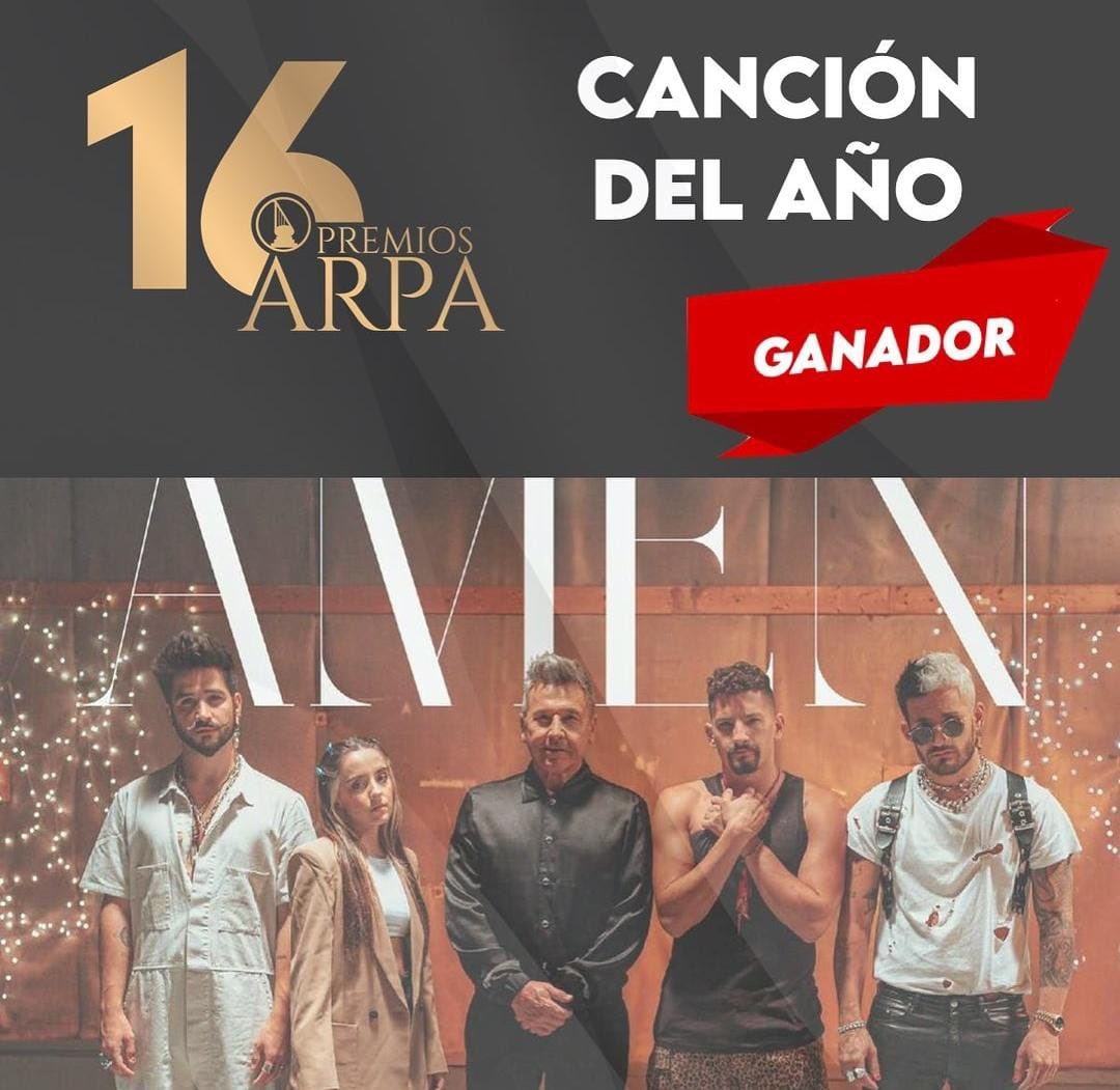 montanertwiter's tweet photo. Gracias a #premiosArpa por esta hermosa distinción 
#Amen #CancioDelAño2021 @MauYRicky @Montanerevaluna @CamiloMusica https://t.co/yQIesIkuLE