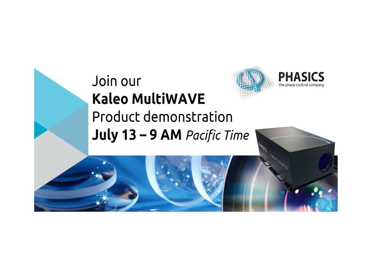 Phasics_SA's tweet image. On7/13 at 9 am PT #Phasics US team will host a product demonstration of our Kaleo MultiWAVE, the new multi-wavelength, large dynamic range interferometer. Join us to learn more about this instrument.
Contact us now to register: contact@phasics.com
#opticstesting #wavefrontsensor