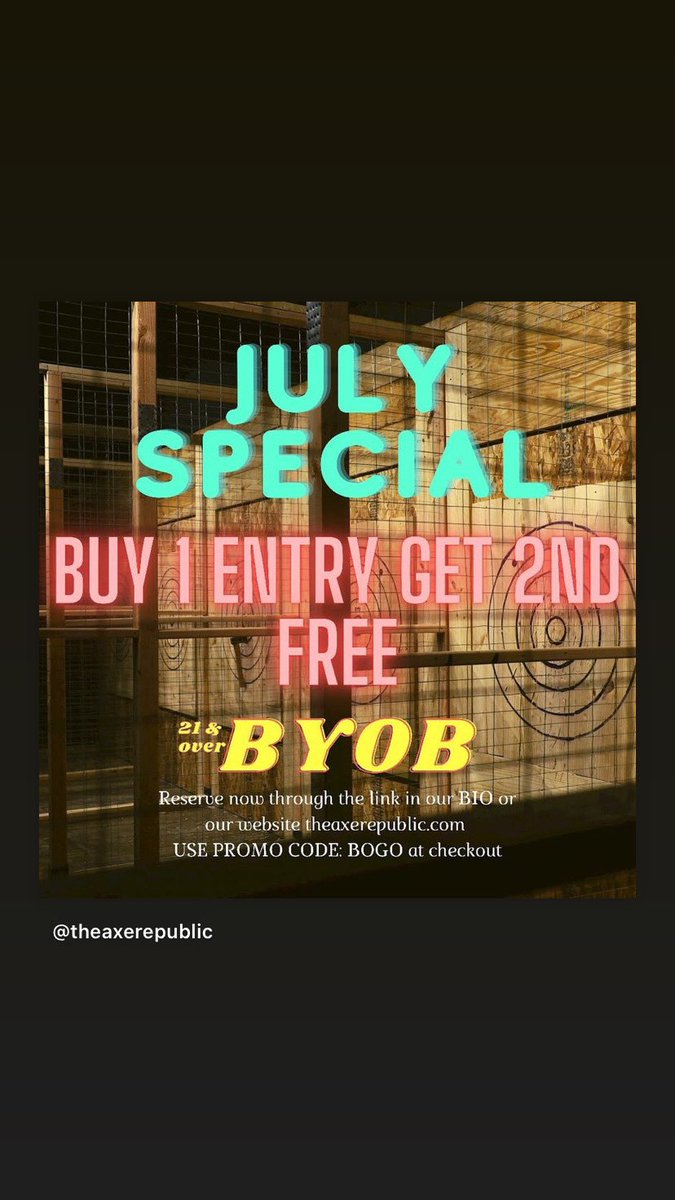 July Special!! Come on in and take advantage of this deal. #theaxerepublic