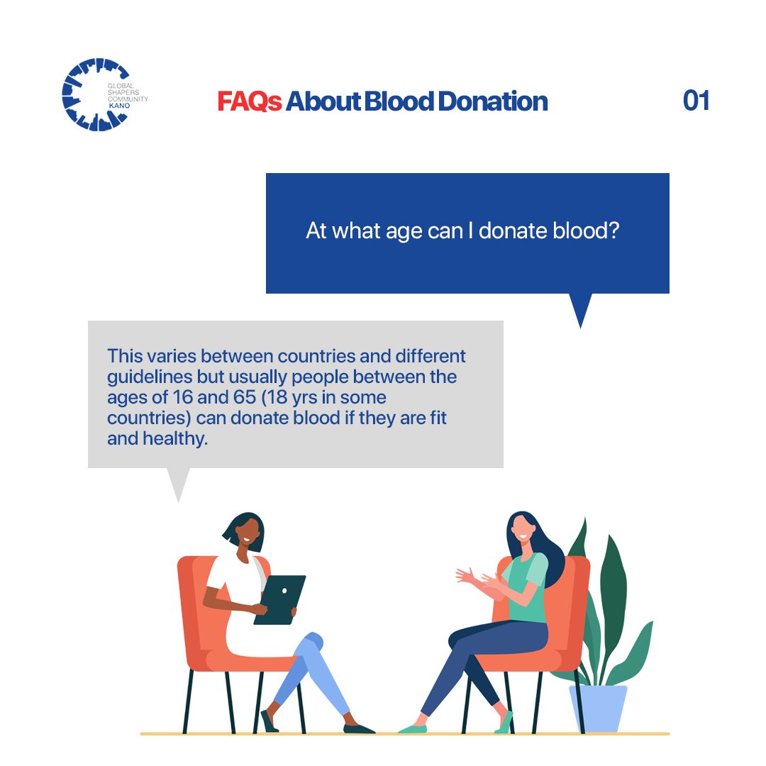 Need some information about blood donation?😀 

At what age can you donate blood?😀

@GSCKano
<a href="/GlobalShapers/">Global Shapers</a>
#Blood4All