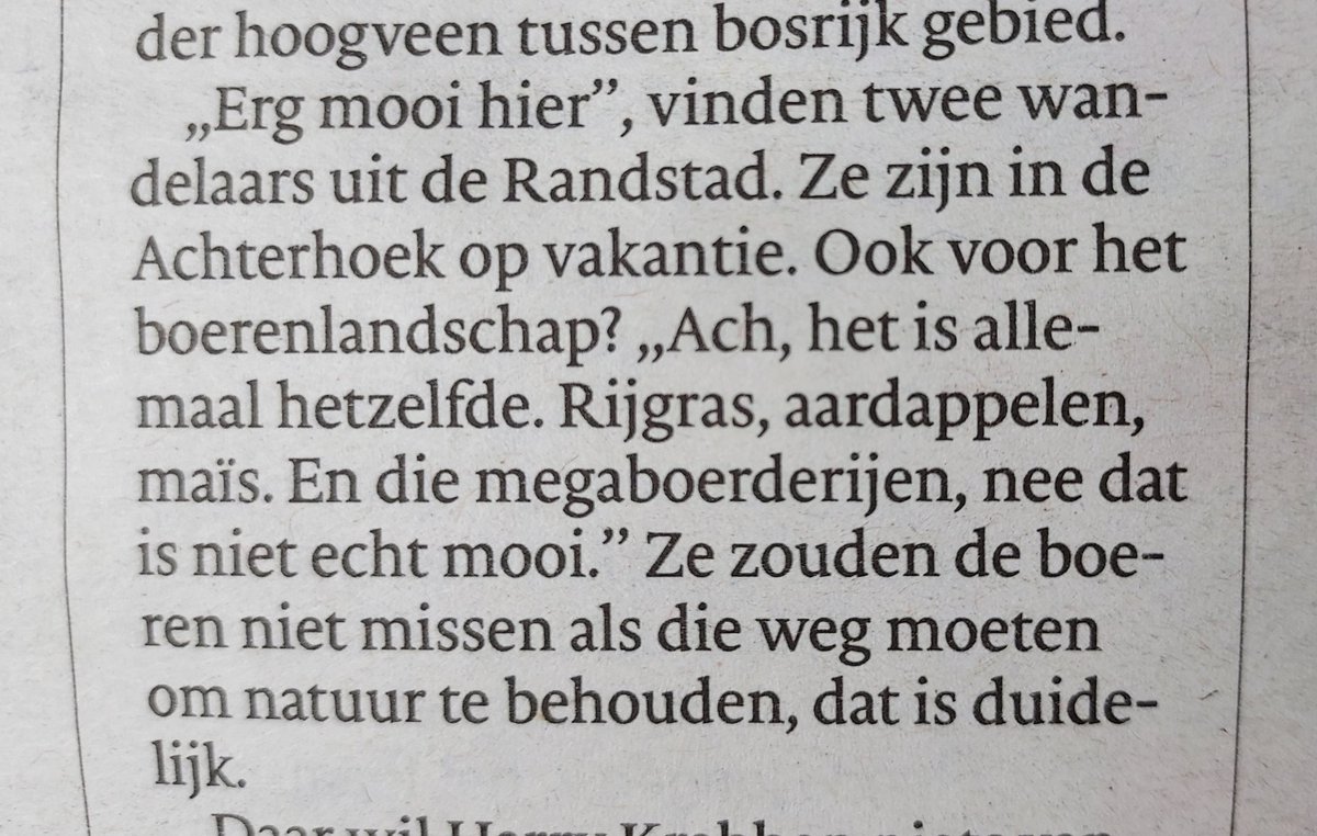 Weet je wat. Blijf dan lekker in de Randstad. Blijf daar met je verhevenheid. Geniet daar van de eindeloze betonnen natuur. Oh ja, en dat patatje dat je thuis eet...... grote kans dat die uit een van die saaie eindeloze aardappelvelden in de #Achterhoek komt.