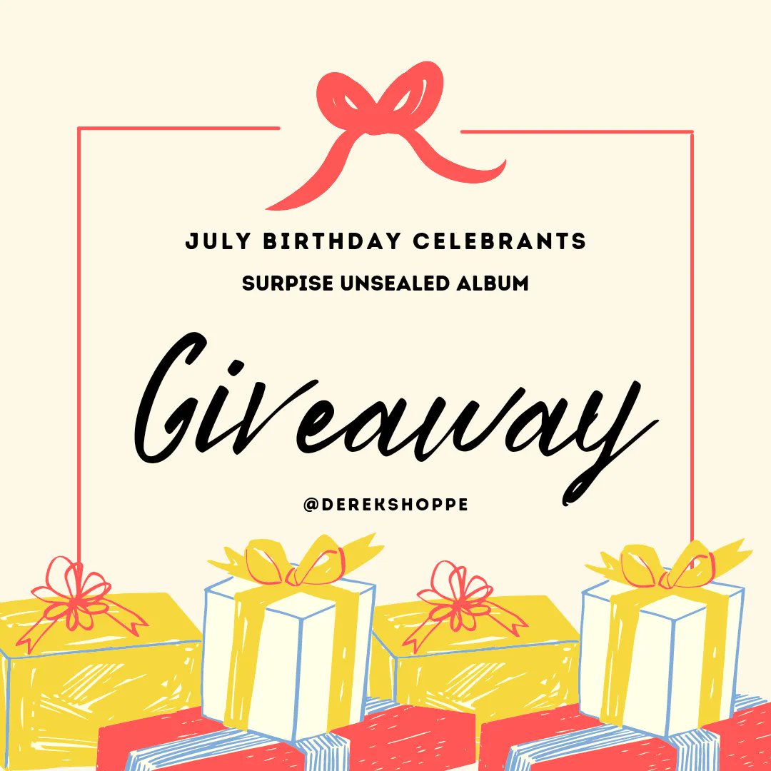 DerekShoppe's tweet photo. 🎉 GIVEAWAY 🎉

JULY BIRTHDAY CELEBRANTS

📌 Instructions/Mechanics:

1. Like &amp; Retweet this tweet
2. Must be a JULY birthday celebrant
3. Reply with proof of your birthdate
4. Follow @DerekShoppe 

ONE Lucky Winnner only 🥳

Deadline of entries: JULY 31

#dsshoppe_giveaway https://t.co/HaLMQhV58y