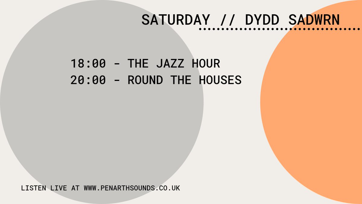 Saturday at penarthsounds.co.uk, with shows from The Jazz Hour and Round the Houses.

Tune in from 6pm!

#SeiniauPenarth, #LocalRadio for #Penarth