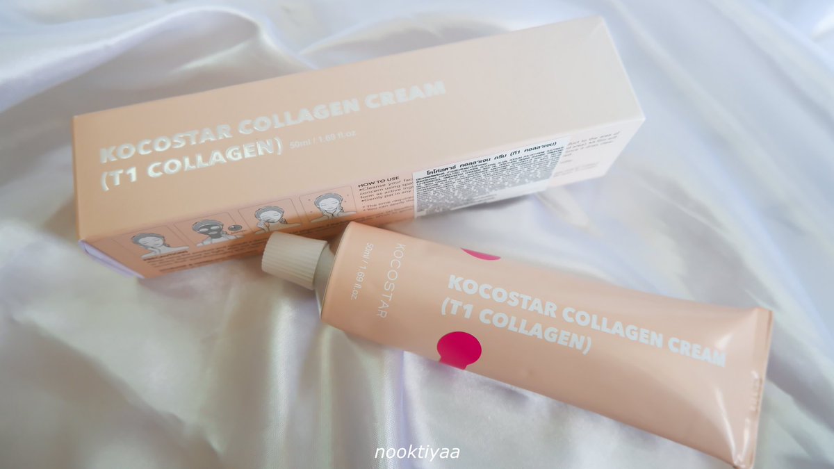 nooktiyaa's tweet photo. #มาส์กหน้าเงา Kocostar T1 Collagen แปลกใหม่แต่เวิร์คมาก! น้องเป็นครีมคอลลาเจน เนื้อครีมหนืดหน่อย ทาทิ้งไว้ซักพักจะเปลี่ยนเป็นมาส์กแผ่นฟิล์ม พอกไว้ 30-60 นาทีแล้วลอกออก หลังใช้หน้านุ่มมาก ดูเงาๆ ชุ่มชื้นขึ้น ต้องลองเลย #ผิวเงาเราต้องมี #Kocostarthailand #รีวิวสกินแคร์ #ของดีบอกต่อ https://t.co/9dPmN9Qso9