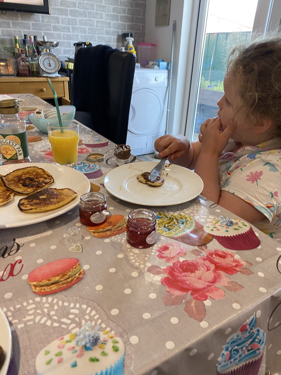 hopefulauthor's tweet photo. My wee GD Mollie age 5 is becoming a real expert making us pancakes every Saturday morning 🥞 and loves making different shapes ❤️🥞 https://t.co/cXP0bv940Z