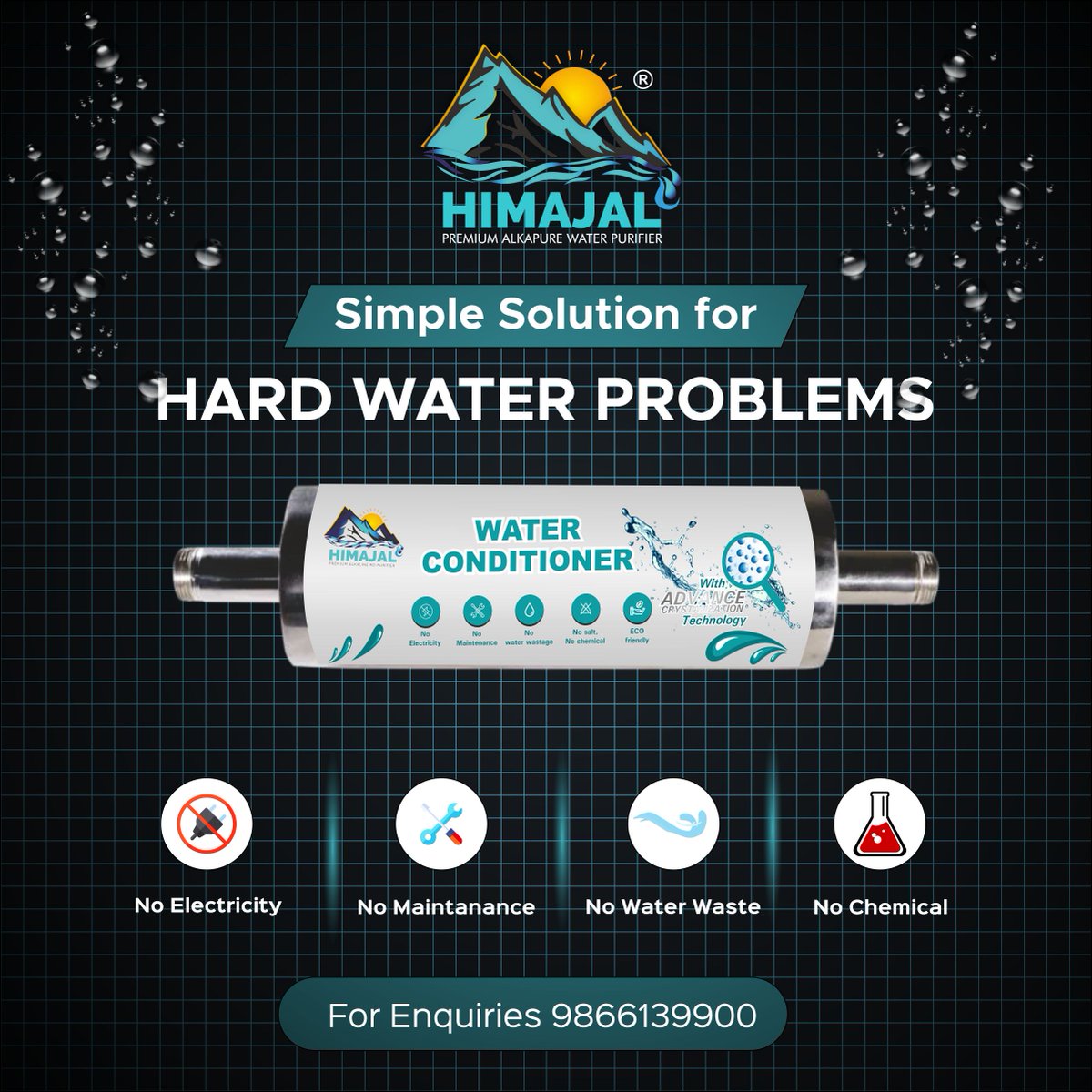 Himajal Brought you the best solution for Hard Water problems.

Avoid Scale buildup in your piping and appliances..

For Enquiry 9866139900

#waterconditioner  #himajalwaterconditioner #hardwater #hardwaterproblems #apartmentwater #factorywater #softwater #removescale