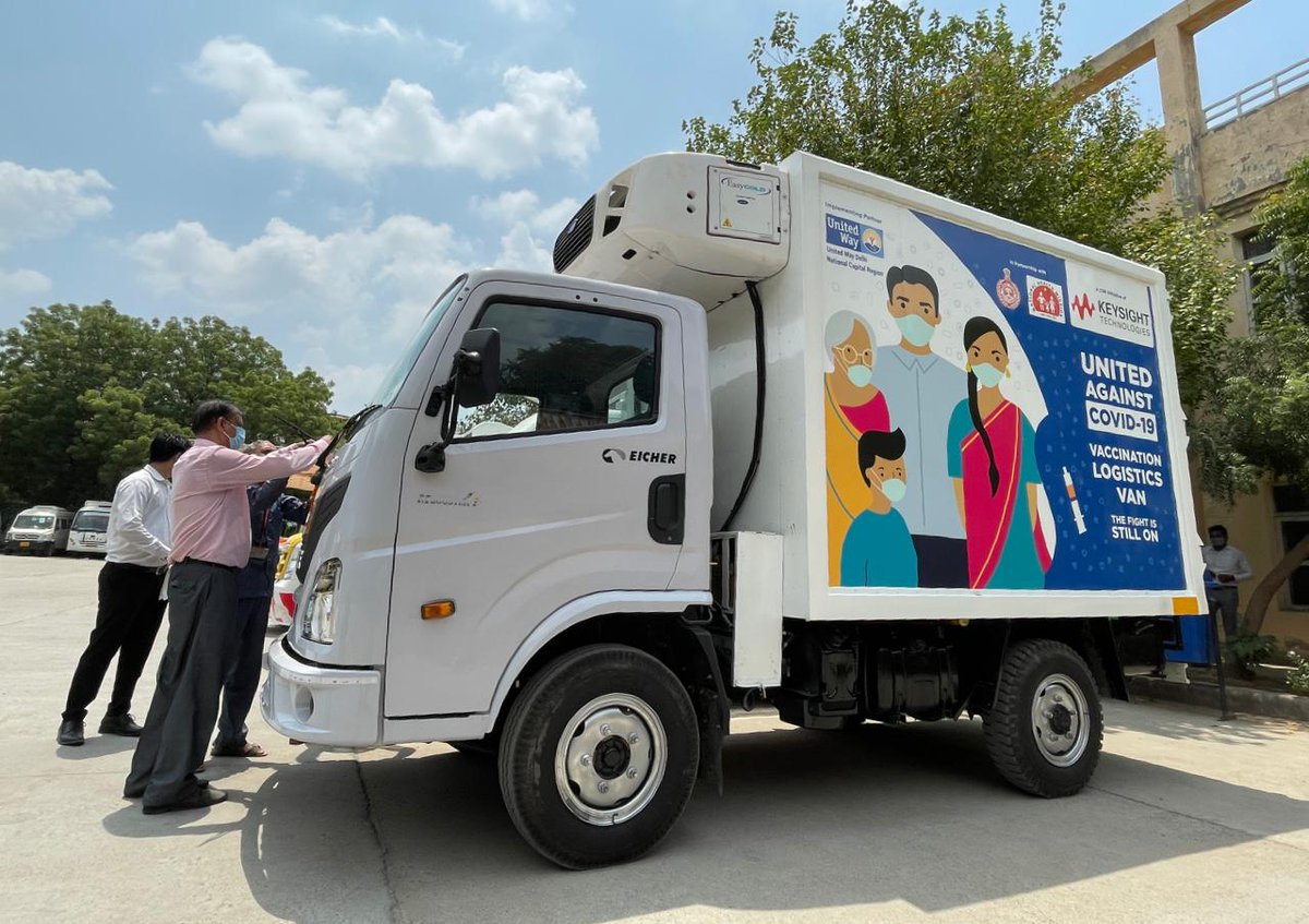 DC_Gurugram's tweet photo. Aligned to Govt’s mission of vaccination till the last mile, @unitedway_delhi &amp; @Keysight technologies steps ahead in fight against #Covid by launching the vaccine refrigerated logistics van, flagged off by Shri Rajeev Arora Add Chief Secretary, Health &amp; Family Welfare today. https://t.co/qktA4ZbaZ6