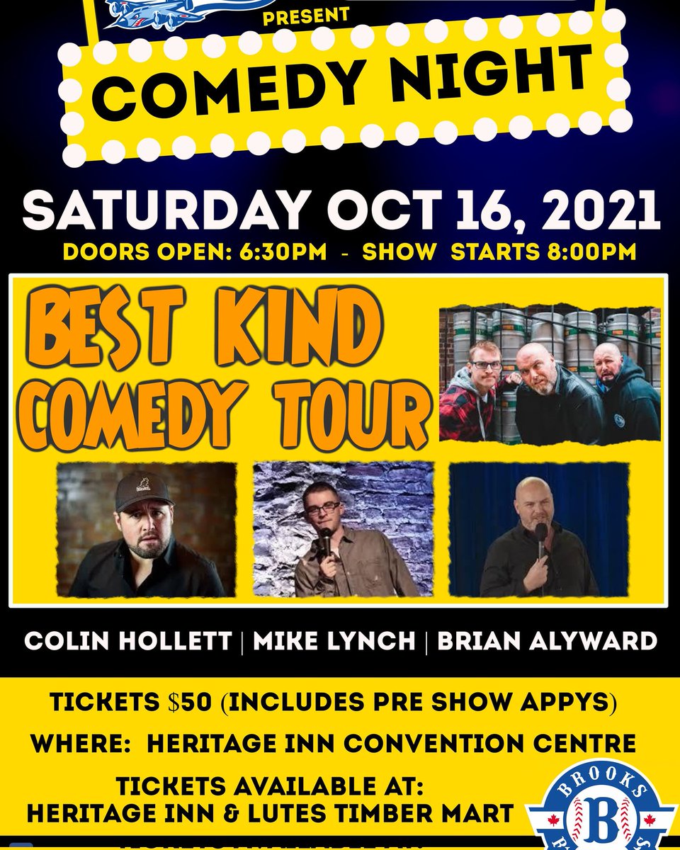 Da By's are Back!! <a href="/BestKindComedy/">Best Kind Comedy</a> returns SAT OCT16 at the <a href="/HeritageInns/">Heritage Inn Hotels</a>! <a href="/colinhollett/">Colin Hollett</a>, Mike Lynch &amp; Brian Alyward are ready to yuk it up!! Get your tickets while they last!! LTD TICKETS available at Lutes Timber Mart &amp; The Heritage Inn! #bestkind #laughterisgoodforthesoul