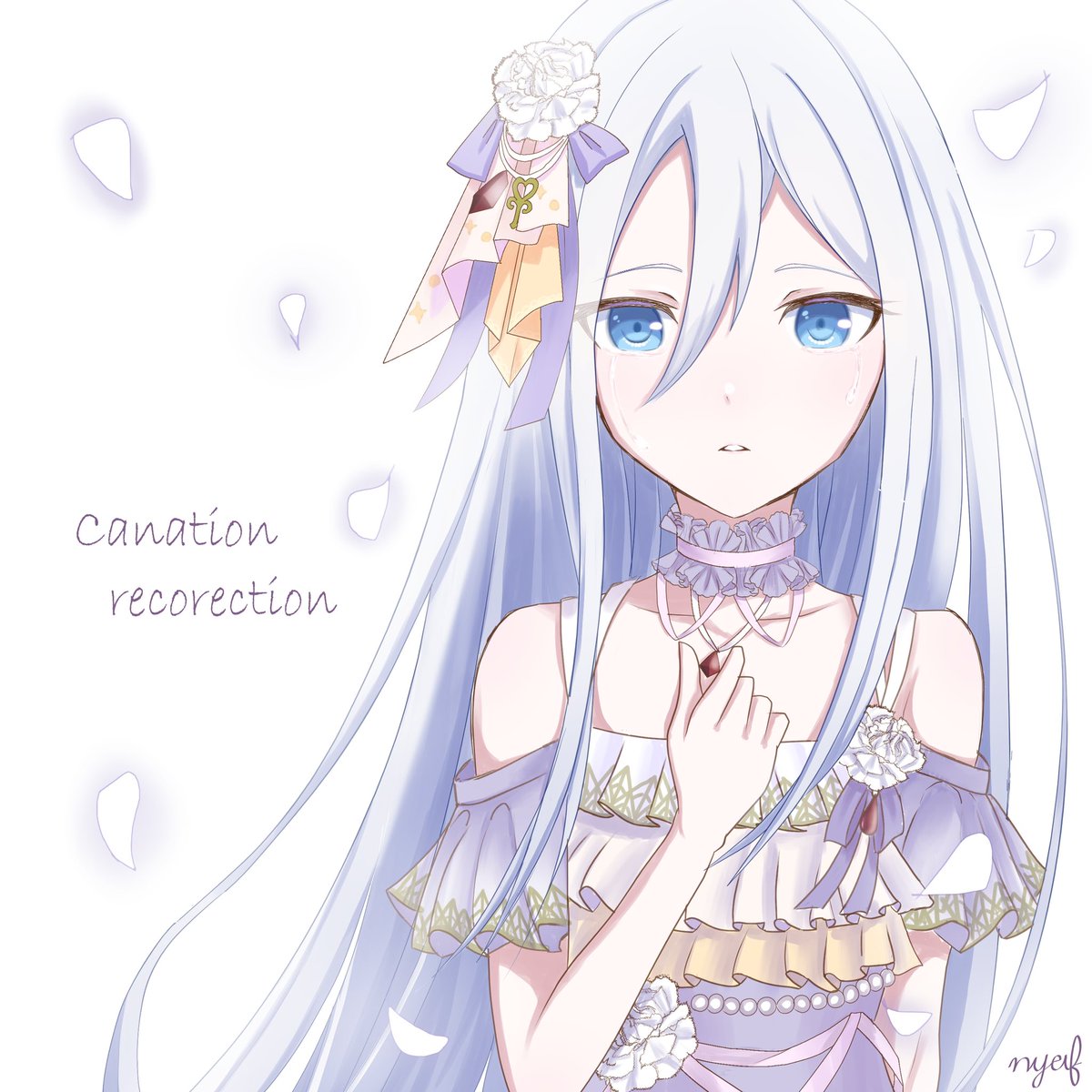 1girl solo long hair blue eyes dress looking at viewer hair ornament  illustration images