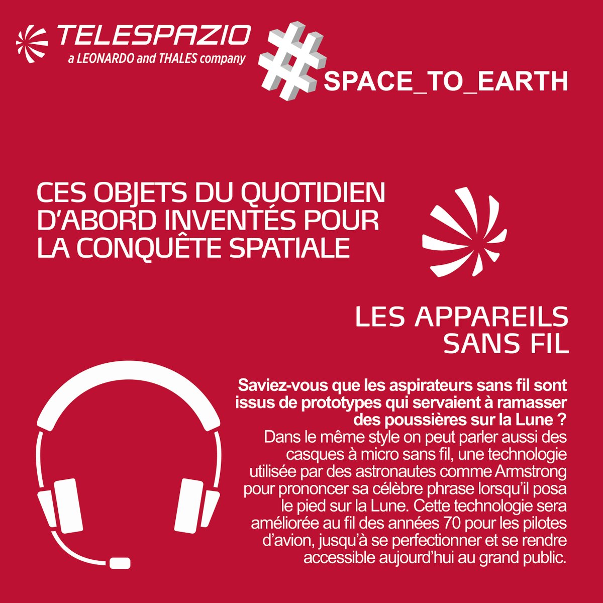 TelespazioFr's tweet photo. #didyouknow 🤓 #spacetoearth
Partons à la (re)découverte de tout ce que la recherche spatiale 👨🚀 apporte à notre vie sur la #Terre 🌎
@TelespazioFr @telespazio https://t.co/4ZceERupjV