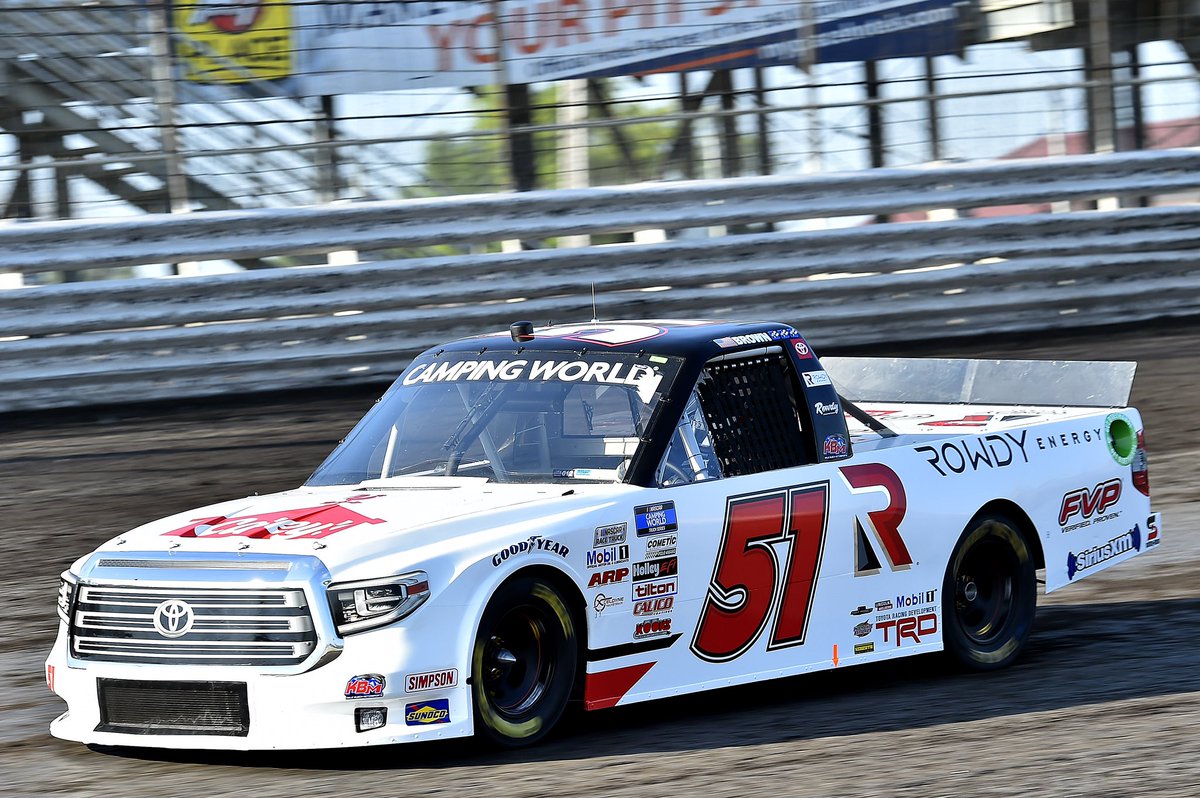 BrianBrown21's tweet image. After all that we came home with a 8th place finish at tonight’s @NASCAR_Trucks 

-thanks to @caseysgenstore • @rowdyenergy •@whispssnacks •@FVPRacing for supporting my 1st truck race

-Special thx to @KBMteam and team for welcoming me with open arms and bringing a fast truck