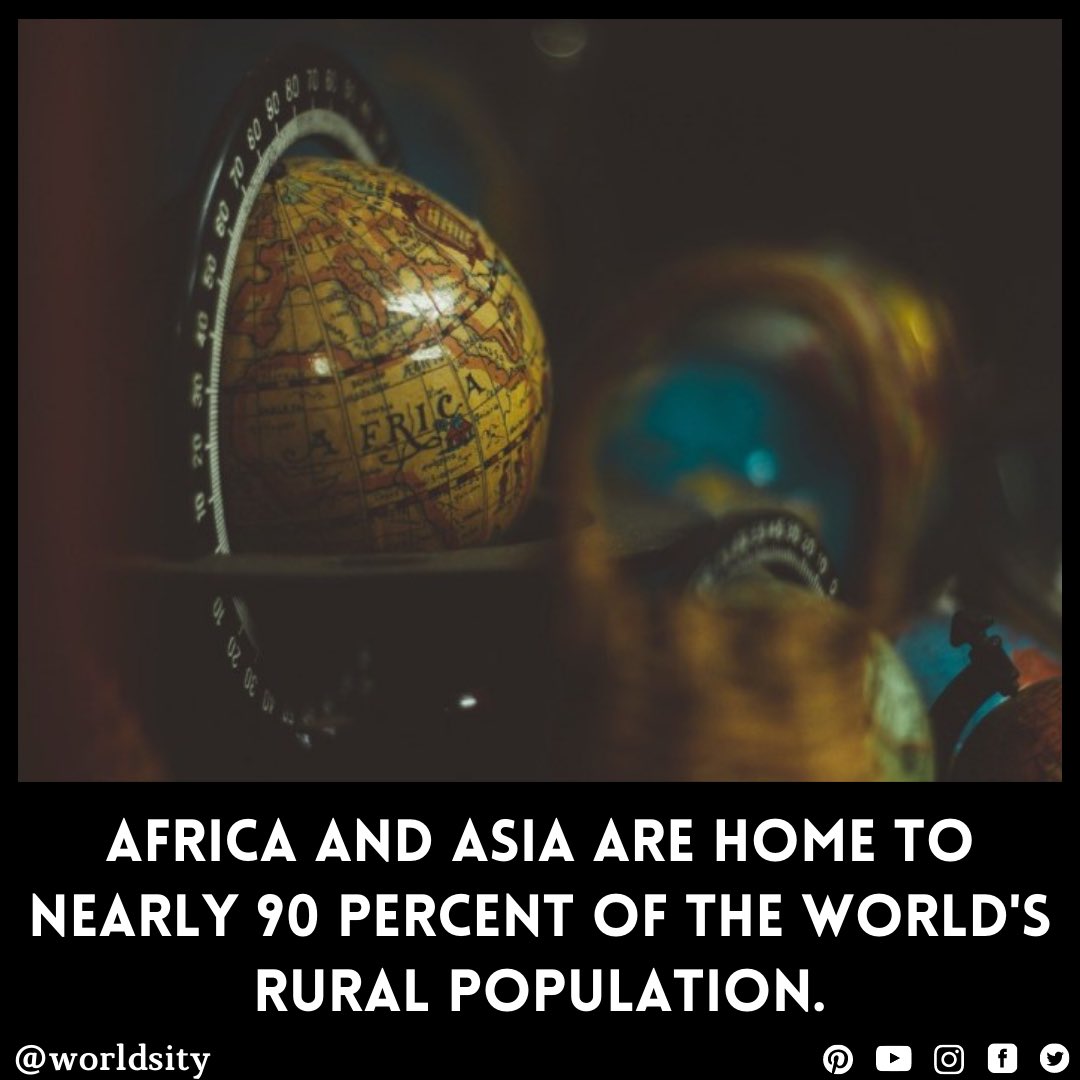 Worldsity's tweet photo. Africa and Asia are home to nearly 90 percent of the world's rural population.

#worldsity #world #Africa #asia #rural #population #home #facts #news #like #follow #tweets #followworldsity https://t.co/g5x8FaJE0O