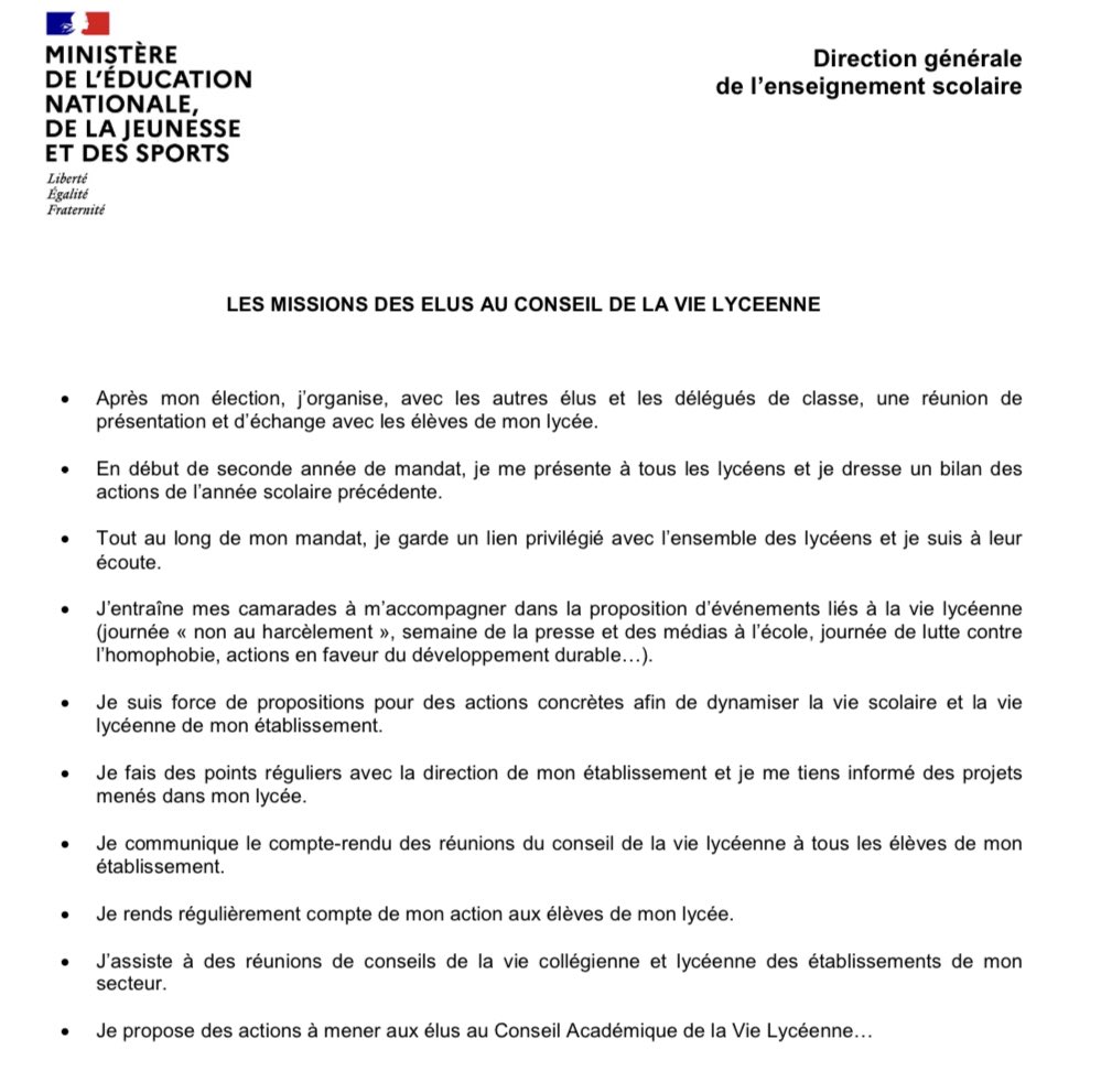 #VieLycéenne #VieCollégienne 3 documents essentiels pour la rentrée: 👉 le guide de la démocratie scolaire : eduscol.education.fr/document/7793/… 👉 le dépliant « je, tu, ils, elles s’engagent » : education.gouv.fr/media/89960/do… 👉 la fiche-missions pour les élus des CVL: education.gouv.fr/sites/default/…