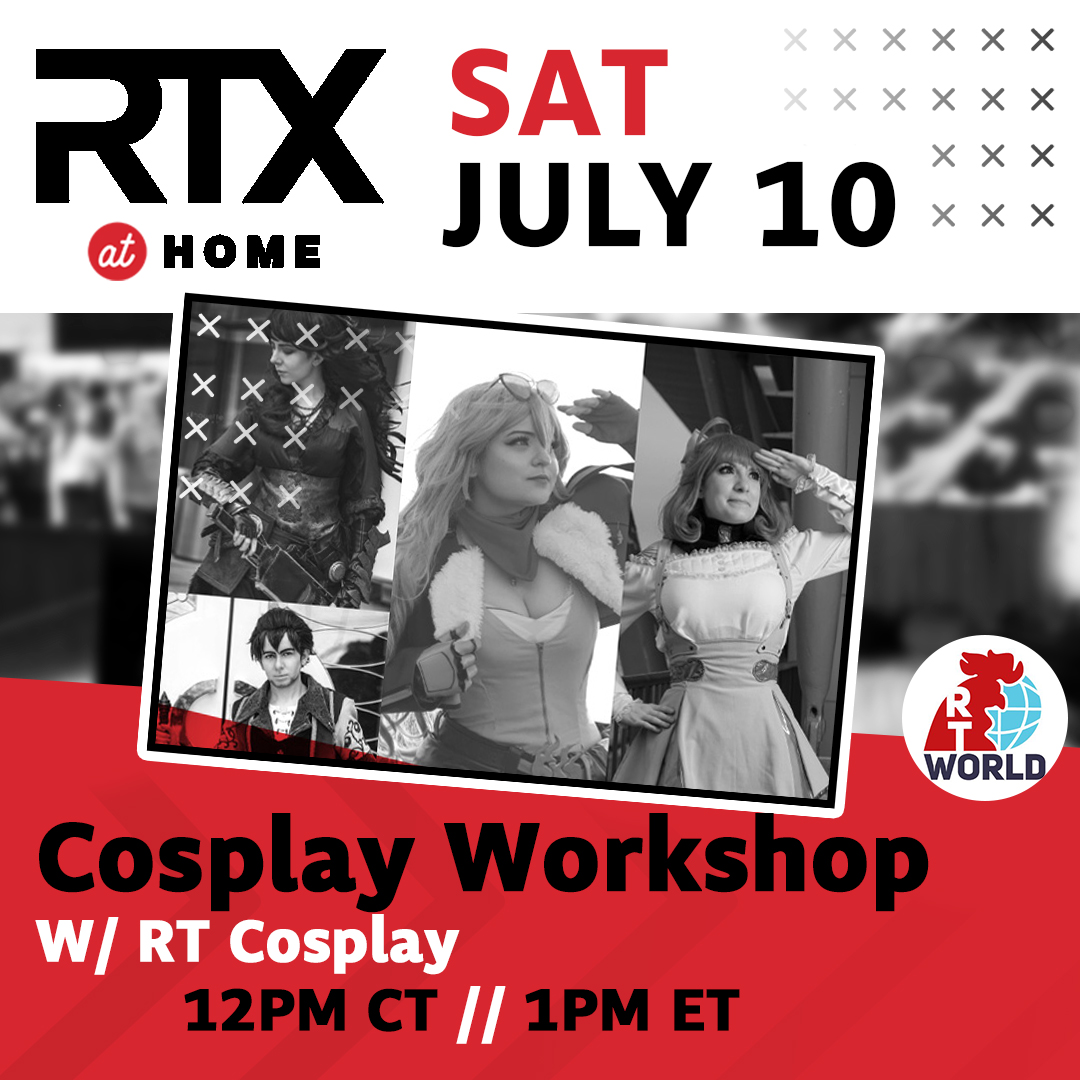 RTW_Community's tweet photo. For the next #RTXatHome community event, the @RT_Cosplayers will be hosting a Cosplay Workshop over on their Discord at noon CDT!
Join their discord here: https://t.co/5Vt0TVq1TD
#RoosterTeeth #cosplay #RTWorld #RWBY https://t.co/KRcwzemBcT