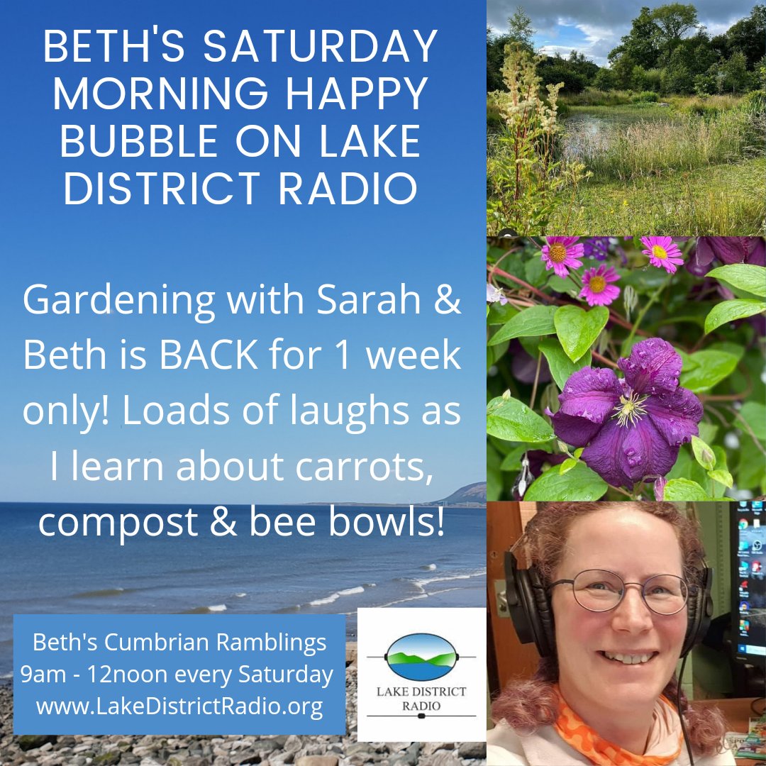 Want a bright boppy start to your weekend, &amp; a bit of a giggle? Join me 9am-12 on <a href="/LDRwaves/">Lake District Radio</a>- I'll chat to <a href="/CrumbleCottages/">Crumble Cottages</a> about their <a href="/CumbriaNGS/">Cumbria</a> open garden tomorrow, raising funds for <a href="/macmillancancer/">Macmillan Cancer Support</a>

Listen live via this link: 😃👇📻💖
lakedistrictradio.org

#LakeDistrict