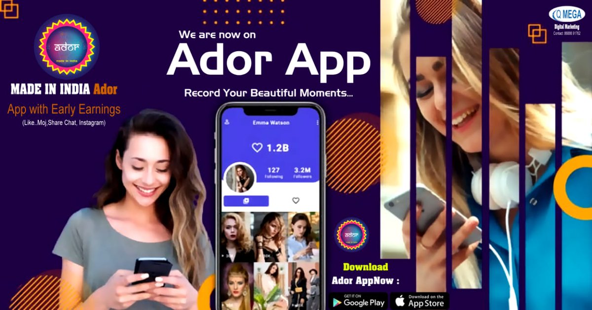 q_shankar's tweet photo. Ador App is the best featured entertainment app. Are you just bored? don't worry, we got you. just open Ador and experience the world of entertainment. Learn something new through this app.
Note:- { Like - Moj, Share chat, Meesho }
#adorapp #madeinindiaapp #bestentertainmentapp https://t.co/zIZpkxnhBm