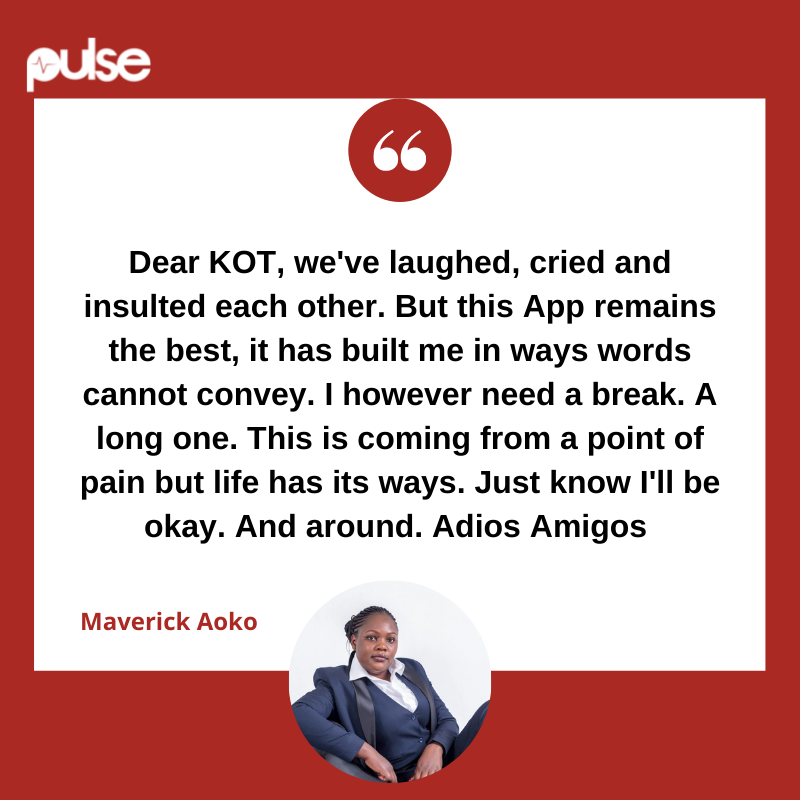 PulseLiveKenya's tweet photo. Gender activist Maverick Aoko (@AokoOtieno_ ) announces she will be taking a long break from social media, says she going through a painful period. https://t.co/ecTg9lpeMd
