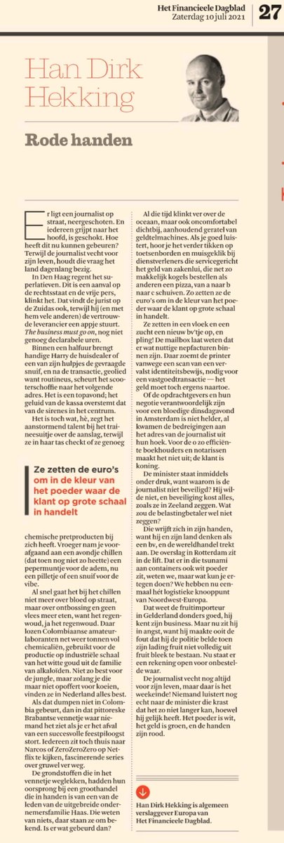 In NL is alles "goed geregeld".

Het enige wat mist is 'n Nederlandse witte-boorden-krimi.

Bij voorkeur gebaseerd op de waarheid. En gebaseerd op Calvinistische principes van "links-l*llen-en-rechts-vullen".

Onderstaand artikel uit het FD is een mooie aanzet voor zo'n script.