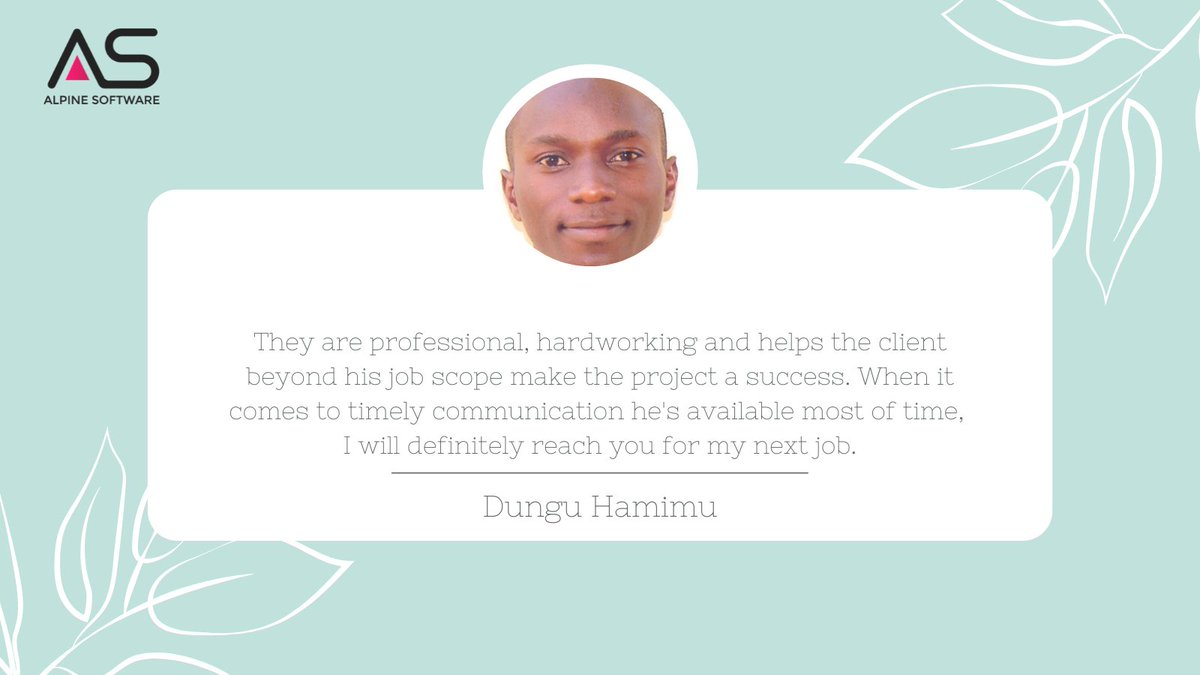 SoftwareAlpine's tweet image. We always believe in providing best and professional solutions to our clients.
See Here, Hamimu has to say about us:-

#AlpineSoftware #AppDevelopment #Testimonial #ClientTestimony