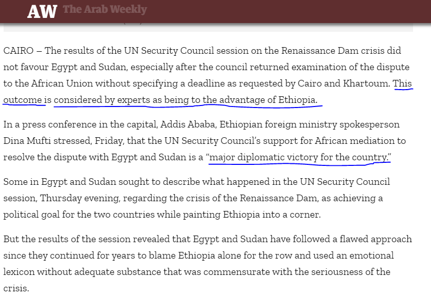 Esubalew_Ginbar's tweet photo. በኒዮርኩ የተመድ #UNSC ስብሰባ ላይ ግብጻውያን በሽንፈት መመልሳቸውን የራሳቸው ሚዲያዎች እየዘገቡ ነው። 
"የግብጽ ዲፕሎማሲ ውድቀት፤ ኢትዮጵያን አጠንክሮ ግድቡን በሙሉ ልብ እንድትሞላ አድርጓታል" ብሏል #ArabWeekly
#GERD🇪🇹
#FillTheDam 
@iyoba4u https://t.co/rrZUQzowYN