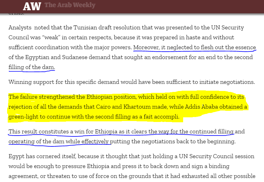 Esubalew_Ginbar's tweet photo. በኒዮርኩ የተመድ #UNSC ስብሰባ ላይ ግብጻውያን በሽንፈት መመልሳቸውን የራሳቸው ሚዲያዎች እየዘገቡ ነው። 
"የግብጽ ዲፕሎማሲ ውድቀት፤ ኢትዮጵያን አጠንክሮ ግድቡን በሙሉ ልብ እንድትሞላ አድርጓታል" ብሏል #ArabWeekly
#GERD🇪🇹
#FillTheDam 
@iyoba4u https://t.co/rrZUQzowYN