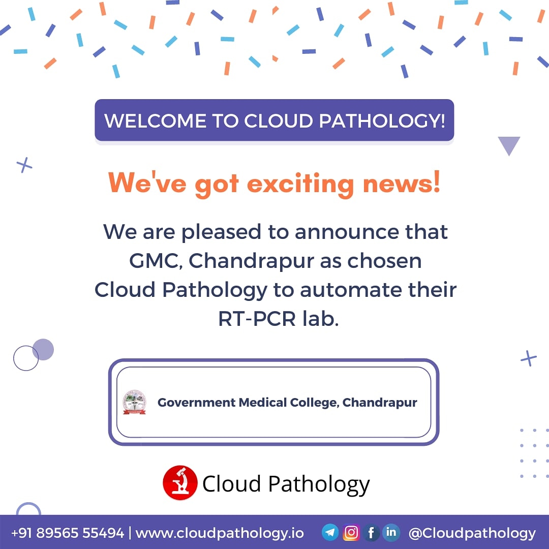 CloudPathology's tweet photo. Cloud Pathology is glad to announce association with "Government Medical College, Chandrapur".

Cloud Pathology is delivering an integrated work method while striving to offer the finest LIMS facilities.

Schedule a free demo for Cloud Pathology now.
https://t.co/zBMS78xgwa https://t.co/kh9w9t1Jff