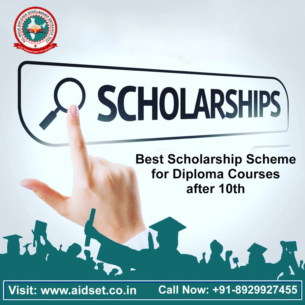 AidsetOfficial's tweet photo. Apply to get #scholarship for studying #diploma!!!
#diploma_aspirants
#AIDSET_2021
𝐂𝐨𝐧𝐭𝐚𝐜𝐭: Down pointing backhand index
E-mail symbol enquiry@aidset.co.in
Mobile phone +91-8929927455/ 52
For more info: https://t.co/b0wAd6MqUe https://t.co/SkPNrKzZA7