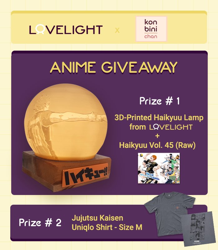 shop_lovelight's tweet photo. Hey Haikyuu 🏐 and Jujutsu Kaisen fans‼️

We teamed up with @konbinichanph for our Anime Giveaway🎁 Get a chance to win this 🔮 Haikyuu Lamp and other prizes! 

JOIN NOW ➡️ https://t.co/6huWxBRMZD

#AnimeGiveaway #Haikyuu #JujutsuKaisen #animefans #haikyuugiveaway #giveawayph https://t.co/ZyXaI9OYvZ