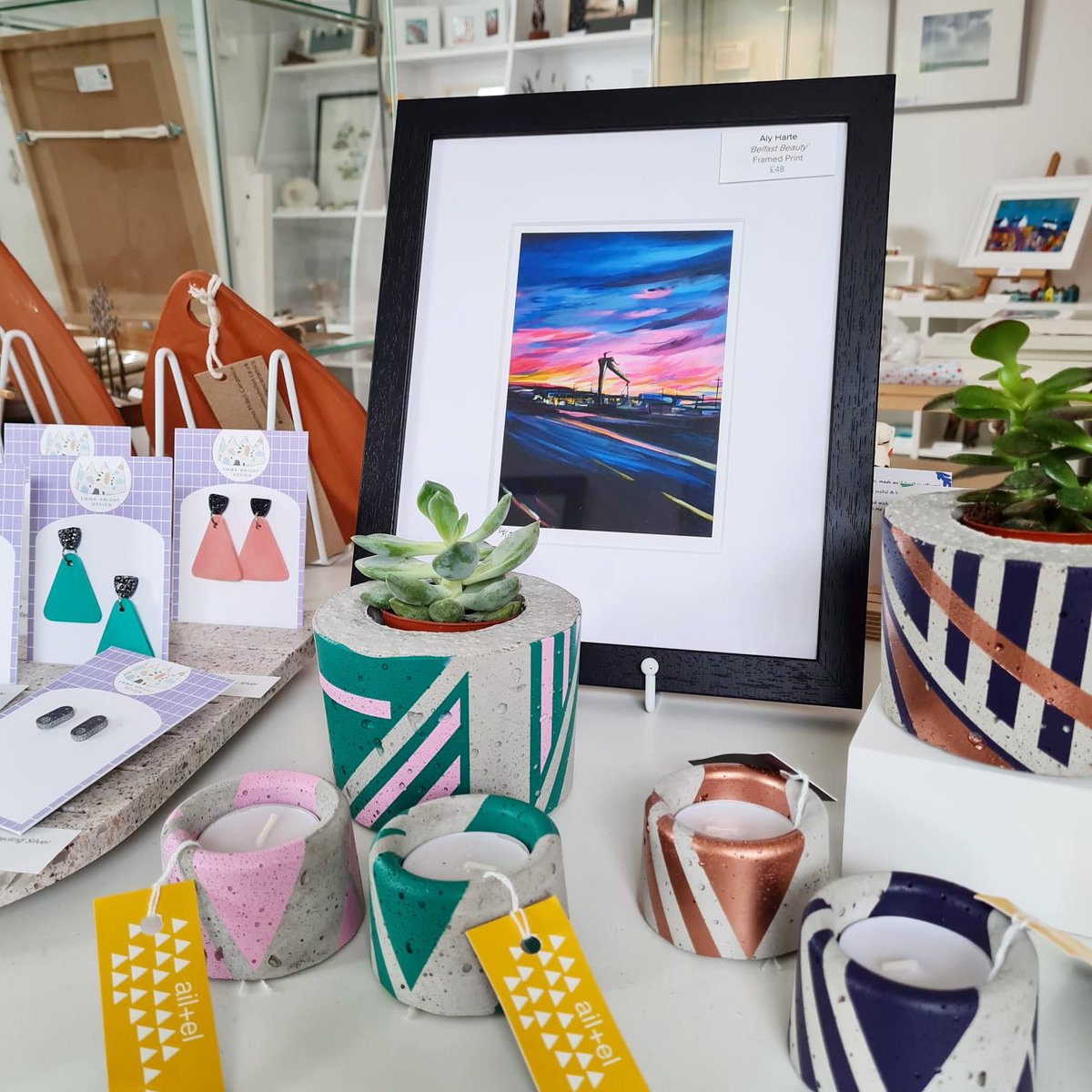 inkloverni's tweet photo. Today the last to shop at in klöver in Moira &amp; Hillsborough before we close for a break from 11th to 19th July! We‘ve got a real Summer vibe in our shops with this colourful collection of Emma Knight jewellery, planters by @ailandeldesign and ‘Belfast Beauty’ by @AlyHarte ☀️ https://t.co/h2fmmKuiGh