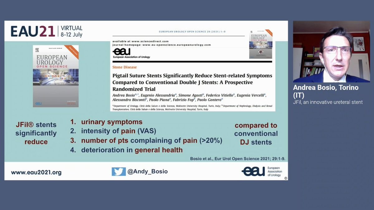 Many thanks to <a href="/eulis_uroweb/">European Section of Urolithiasis - EULIS</a> <a href="/eauesut/">European Section of Uro-Technology (ESUT)</a> <a href="/ERUSrobotics/">ERUS Robotic Urology</a> <a href="/Uroweb/">European Association of Urology (EAU)</a> for the opportunity to present our video and RCT about #JFil suture stent by @Rocamed in #EAU21 joint meeting!
Thanks <a href="/AliSerdarGozen/">AliSerdar Gözen</a> JWalz <a href="/fabriziodalmoro/">fabrizio dal moro</a> TKnoll <a href="/SkolarikosAndre/">Andreas Skolarikos</a> for their insightful comments!