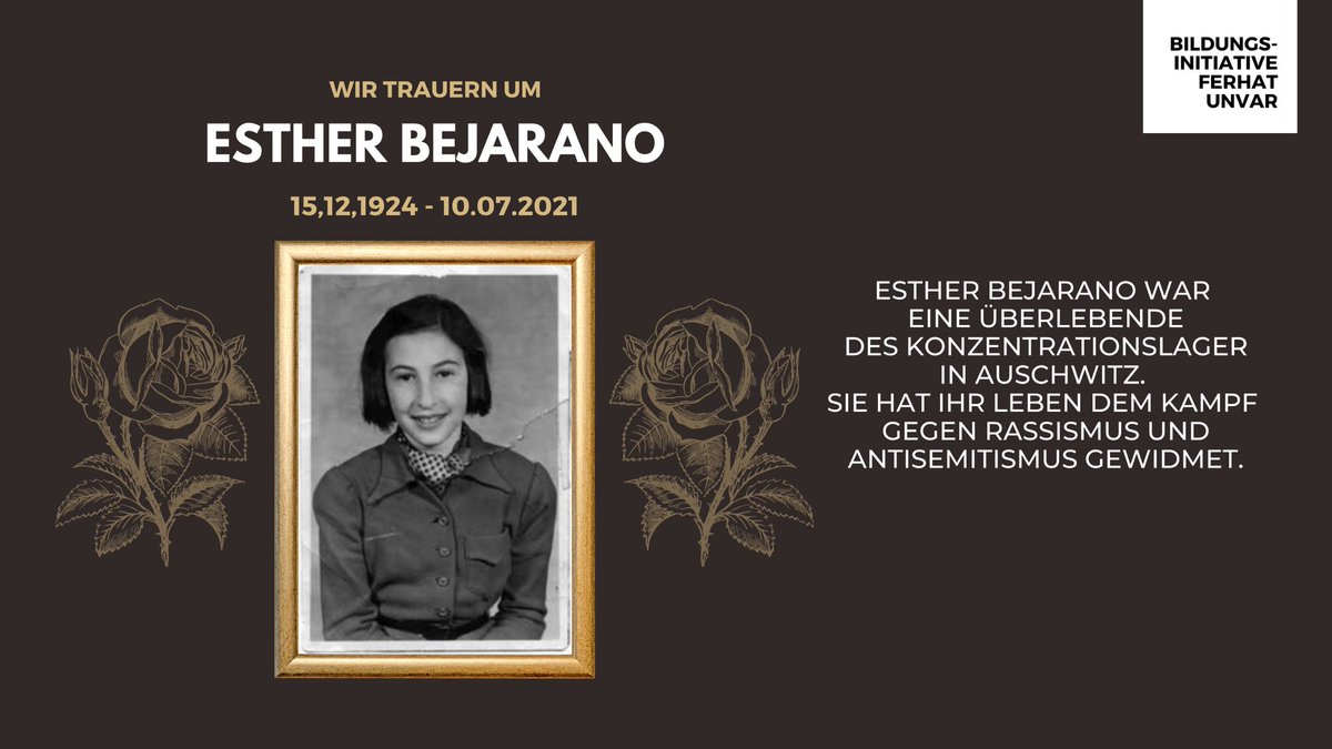BI_FerhatUnvar's tweet photo. Wir müssen heute Abschied nehmen von #EstherBejarano.
Wir danken dir für deinen Kampf, deine Geschichte, deinen Mut. 
Dein Kampf lebt in unseren Herzen weiter.
Tot sind wir erst, wenn man uns vergisst.
Wir werden dich nie vergessen. 

Foto: ©Laika Verlag https://t.co/pVWy1tcRQv