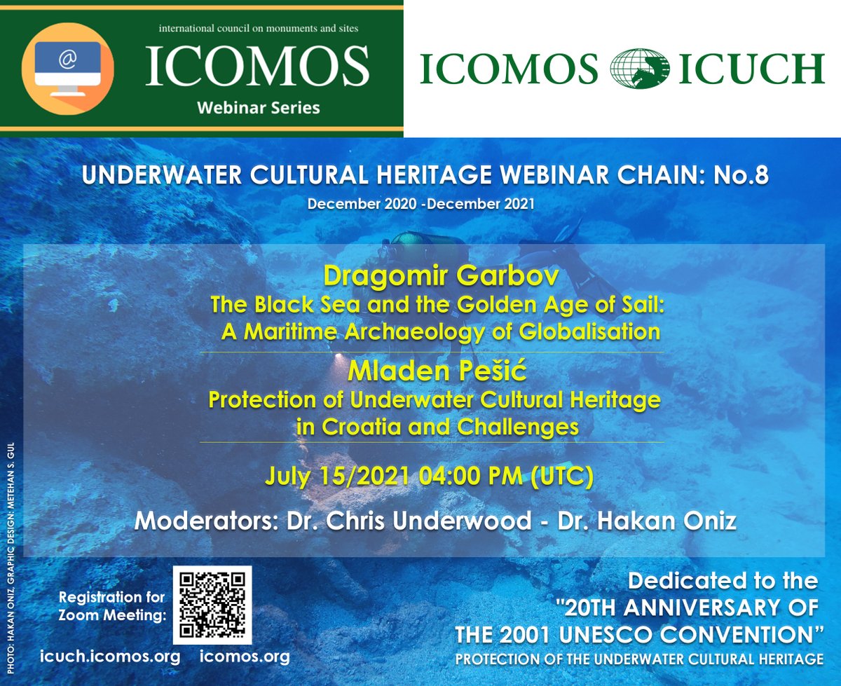 #IICUCH 8th webinar this Thursday 15th July! Maritime Archaeology from the Black Sea to the coasts of Croatia! We hope to see you all on the screen! @ICOMOS @iiuch