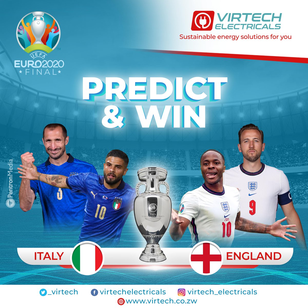 _virtech's tweet photo. Predict&amp;Win 🏆
It’s the #EURO2020 FINAL where England faces Italy this Sunday. Correctly predict the Final Scoreline and Stand a chance to win 8gig of Mobile Data valid for an entire month!!
To enter:
Like &amp; share this tweet
Comment with your prediction
Follow us
Let's go! https://t.co/uRNZWSdwLp