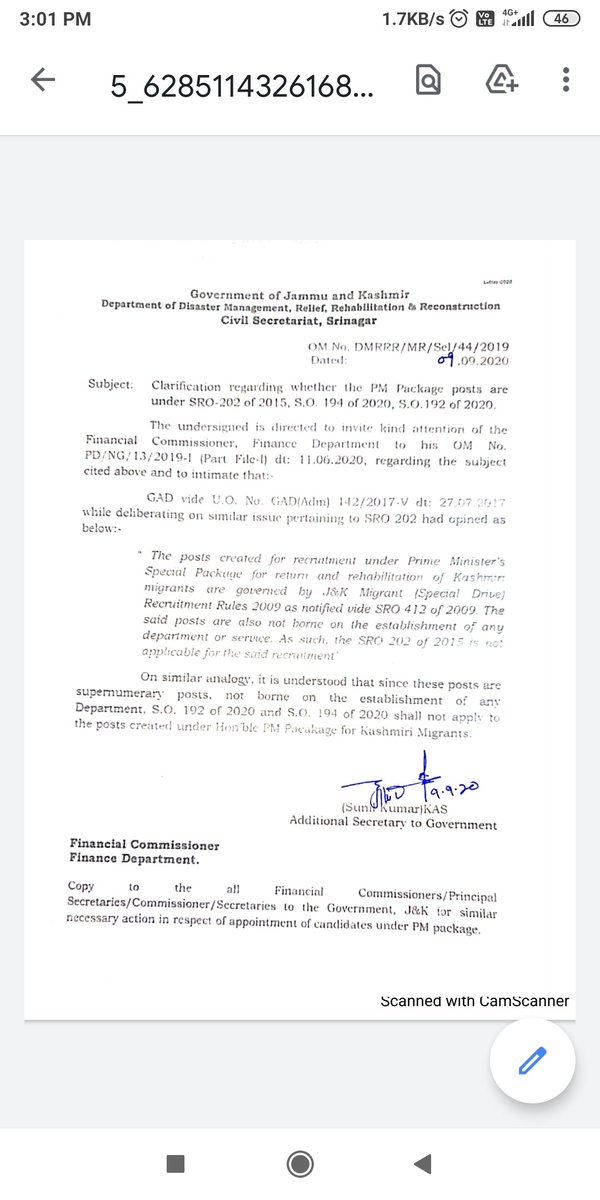 Suraj_koul's tweet photo. #Rehabilitation_OR_Remigration
#Incomplete_Rehabilitation
SO 194 is #Total_Injustice to candidates of PM's Special Package.The #PMPackage for #Kashmiri_Migrants are supernumerary in nature &amp; comes under ambient of Centre.These posts does not come under the preview of SO 194,192 https://t.co/fCxBsBWcfd