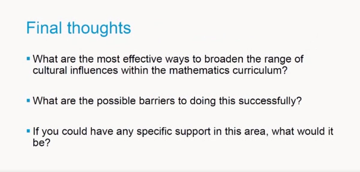 sjwilk's tweet photo. What do you need to broaden the range of cultural influences in the #maths classroom?

@MEIMaths and @Advanced_Maths are developing resources and support

Contact @simonclay_mei or @MathsClur with your suggestions

#MEIConf2021 https://t.co/aslny5ltrC